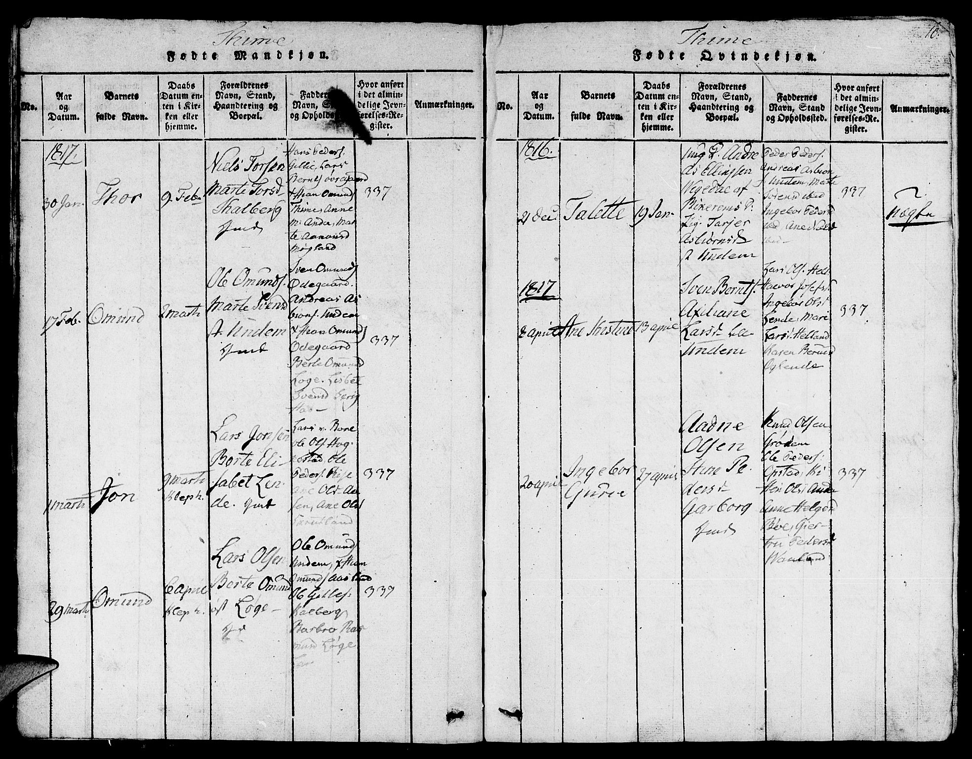 Lye sokneprestkontor, AV/SAST-A-101794/001/30BB/L0001: Klokkerbok nr. B 1 /1, 1816-1826, s. 10