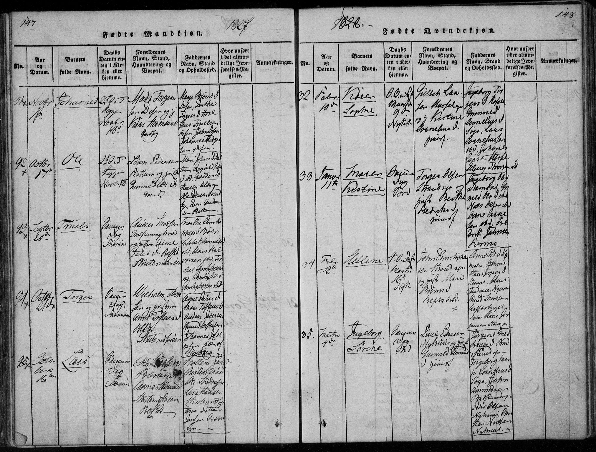 Modum kirkebøker, AV/SAKO-A-234/F/Fa/L0005: Ministerialbok nr. 5, 1824-1841, s. 147-148