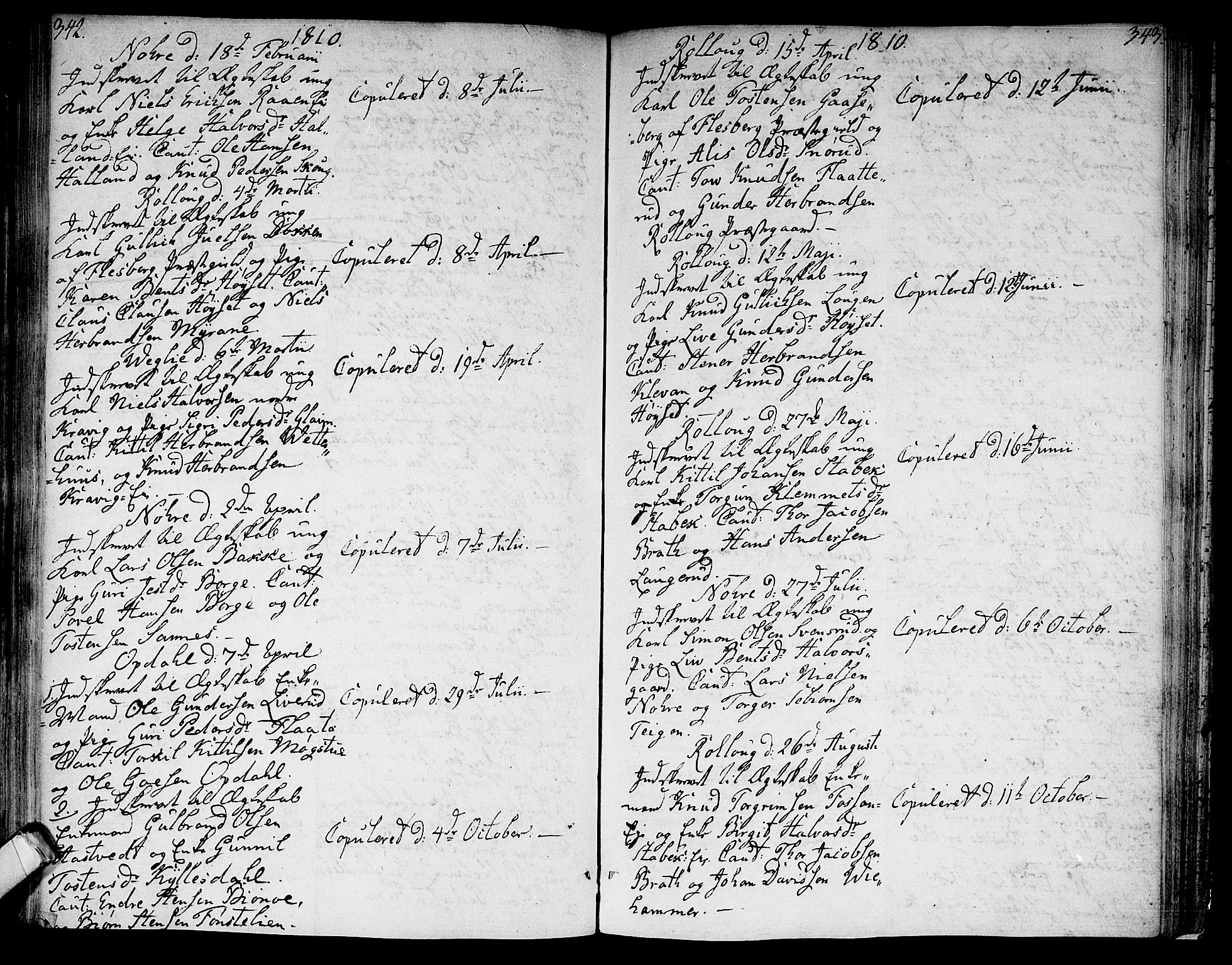 Rollag kirkebøker, SAKO/A-240/F/Fa/L0005: Ministerialbok nr. I 5, 1792-1814, s. 342-343