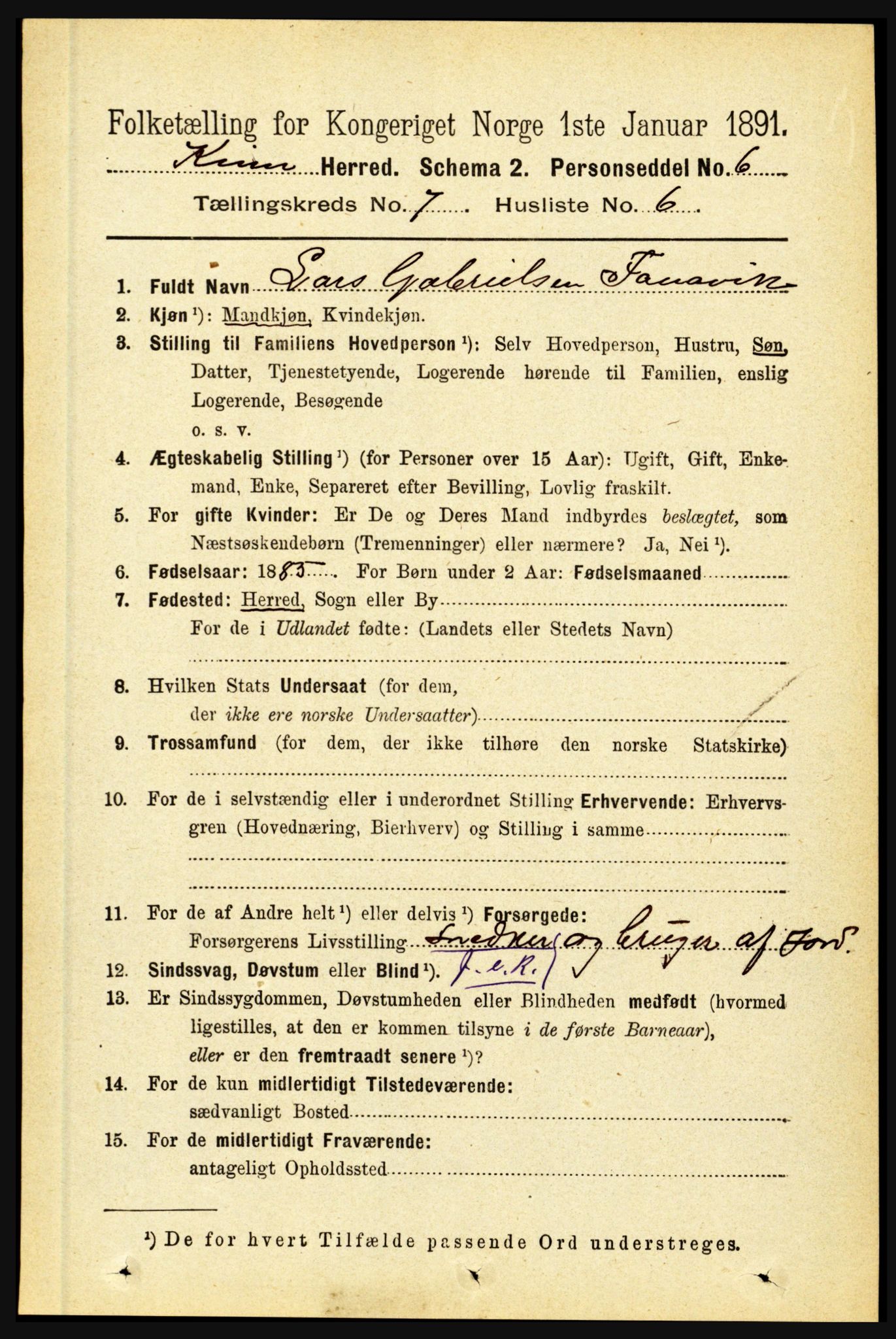 RA, Folketelling 1891 for 1437 Kinn herred, 1891, s. 2720