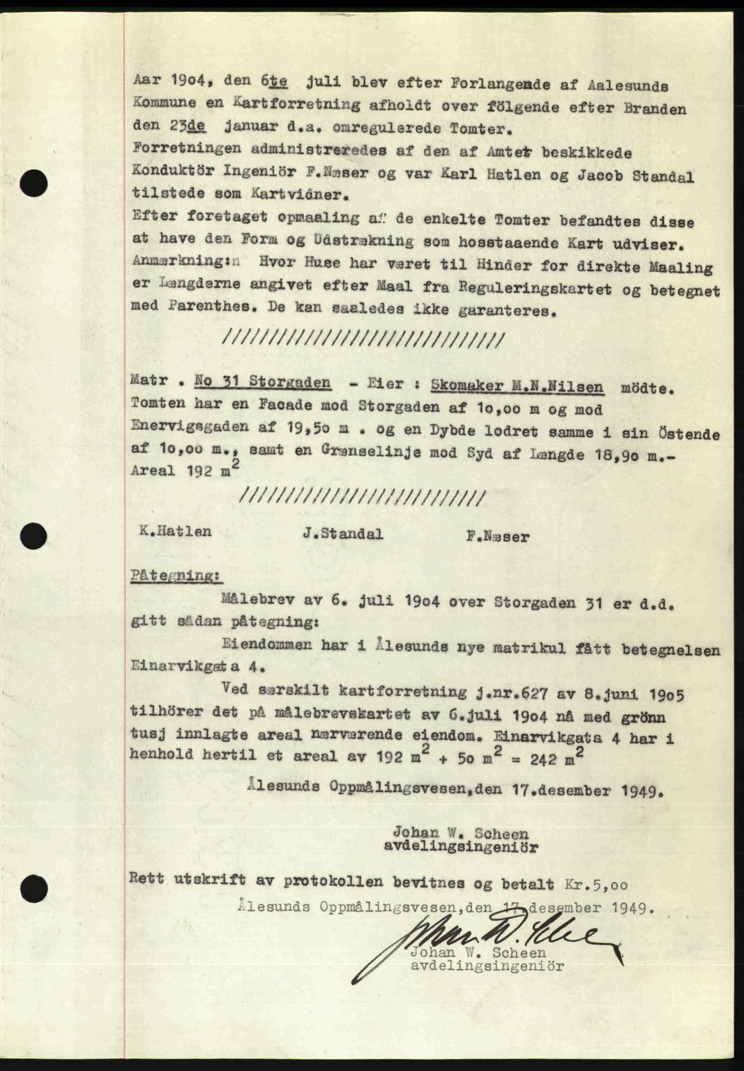 Ålesund byfogd, AV/SAT-A-4384: Pantebok nr. 37A (2), 1949-1950, Dagboknr: 789/1949