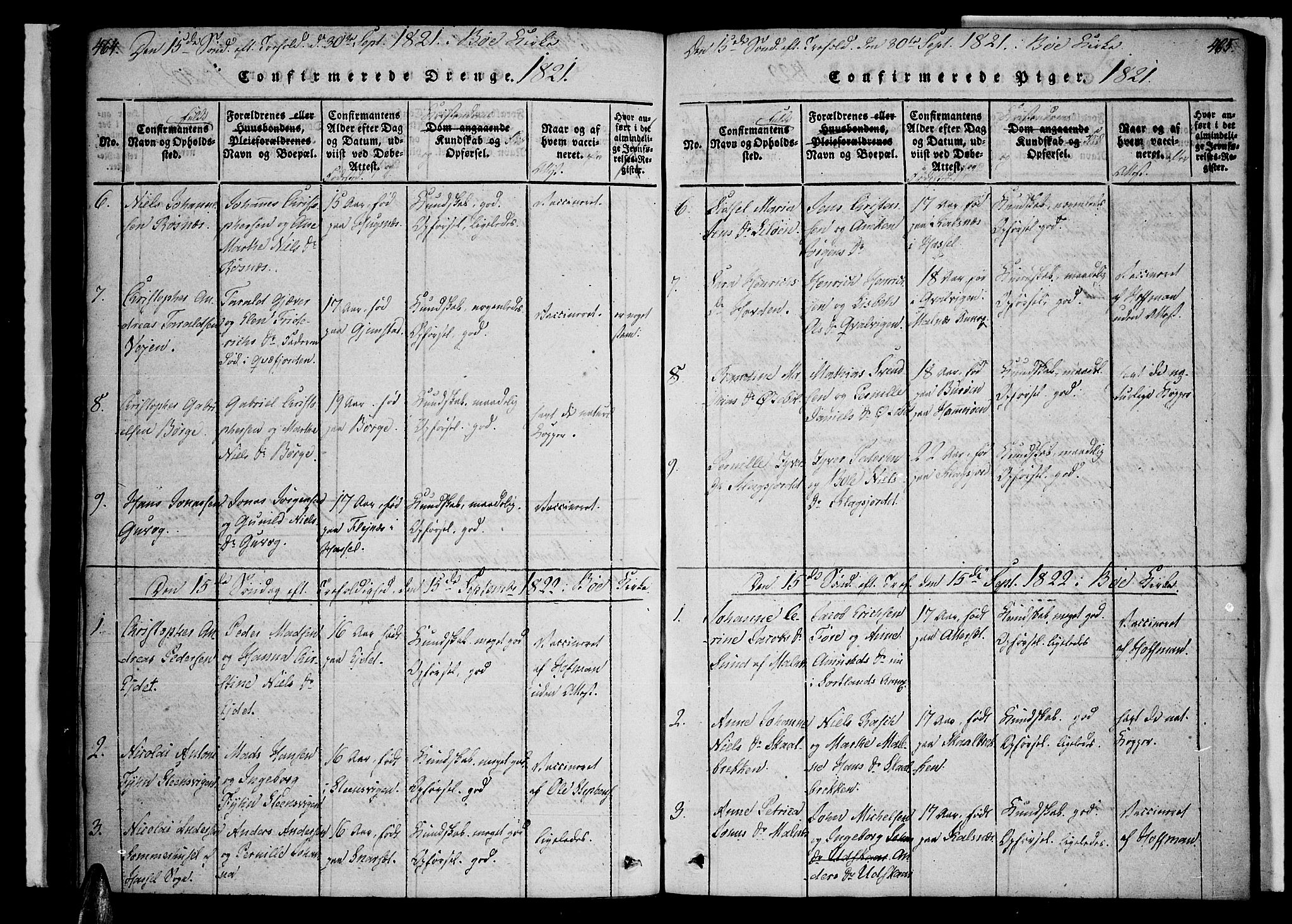 Ministerialprotokoller, klokkerbøker og fødselsregistre - Nordland, AV/SAT-A-1459/891/L1298: Ministerialbok nr. 891A03, 1820-1840, s. 464-465