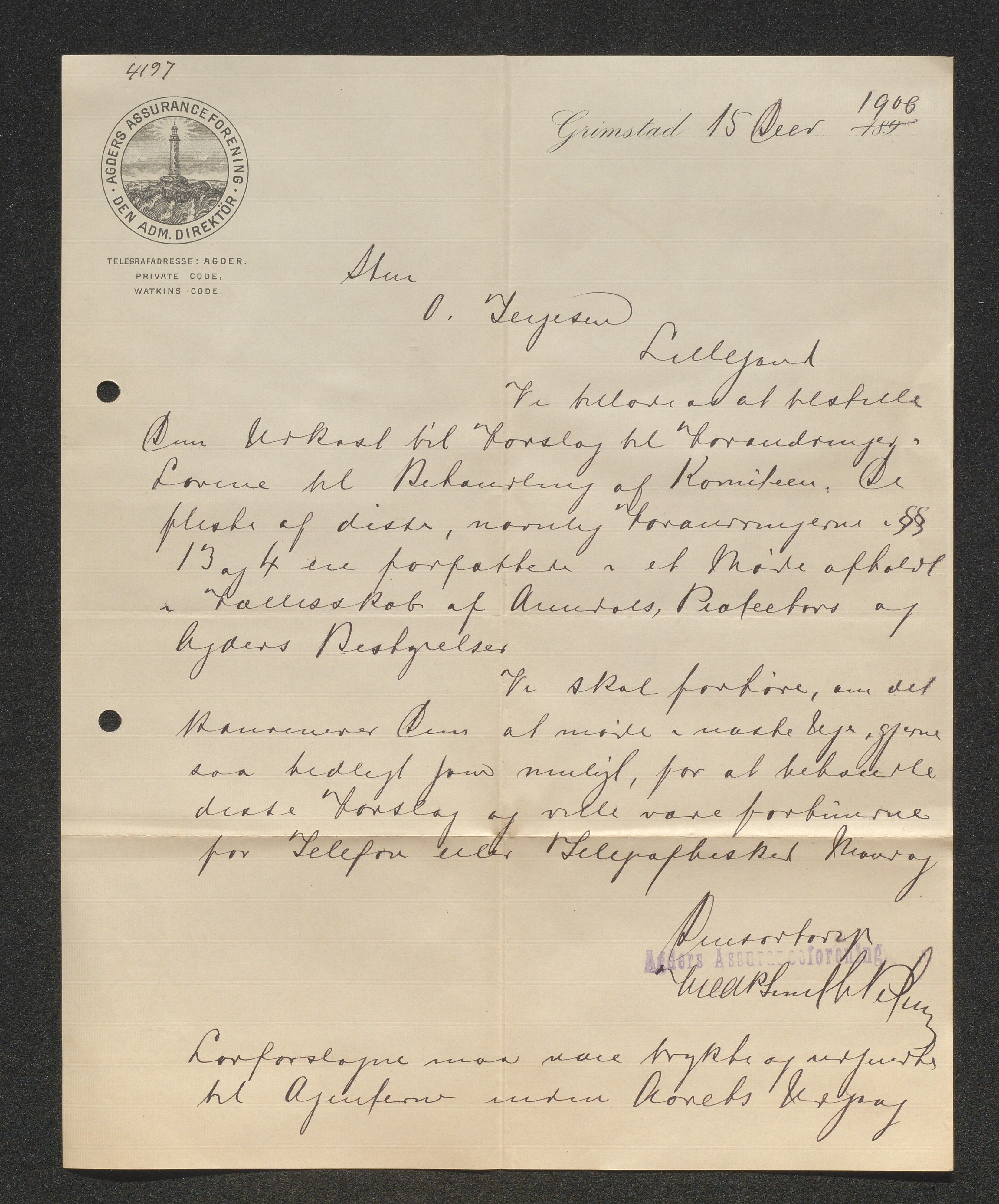 O. Terjesens rederi, AAKS/PA-2525/E/E01/L0008: Korrespondanse, 1900-1901