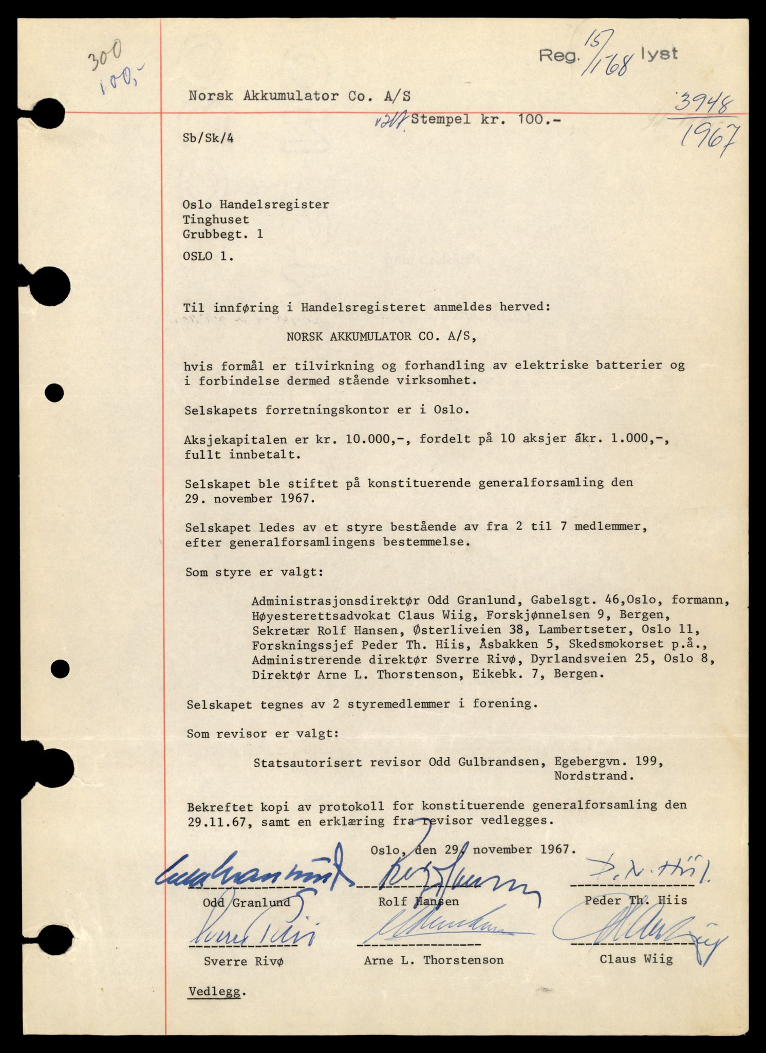 Oslo byfogd, Handelsregisteret, SAT/A-10867/G/Gb/Gbb/L0060: Registreringsmeldinger, Nors-R, 1983, s. 1