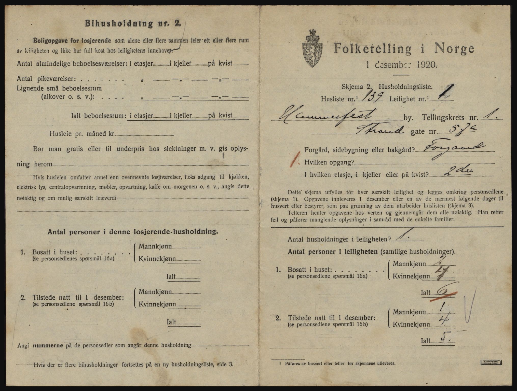 SATØ, Folketelling 1920 for 2001 Hammerfest kjøpstad, 1920, s. 1444