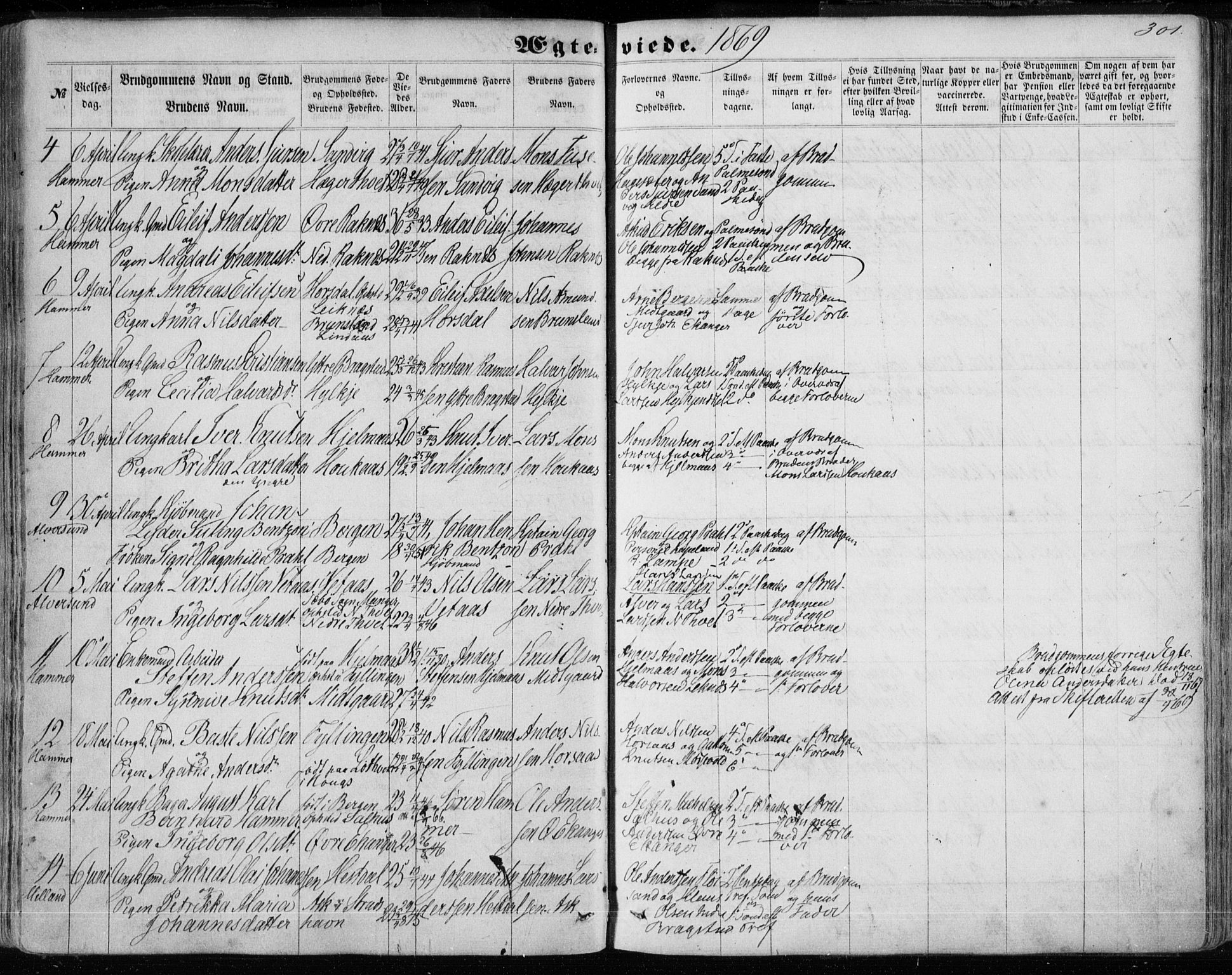 Hamre sokneprestembete, AV/SAB-A-75501/H/Ha/Haa/Haaa/L0014: Ministerialbok nr. A 14, 1858-1872, s. 301