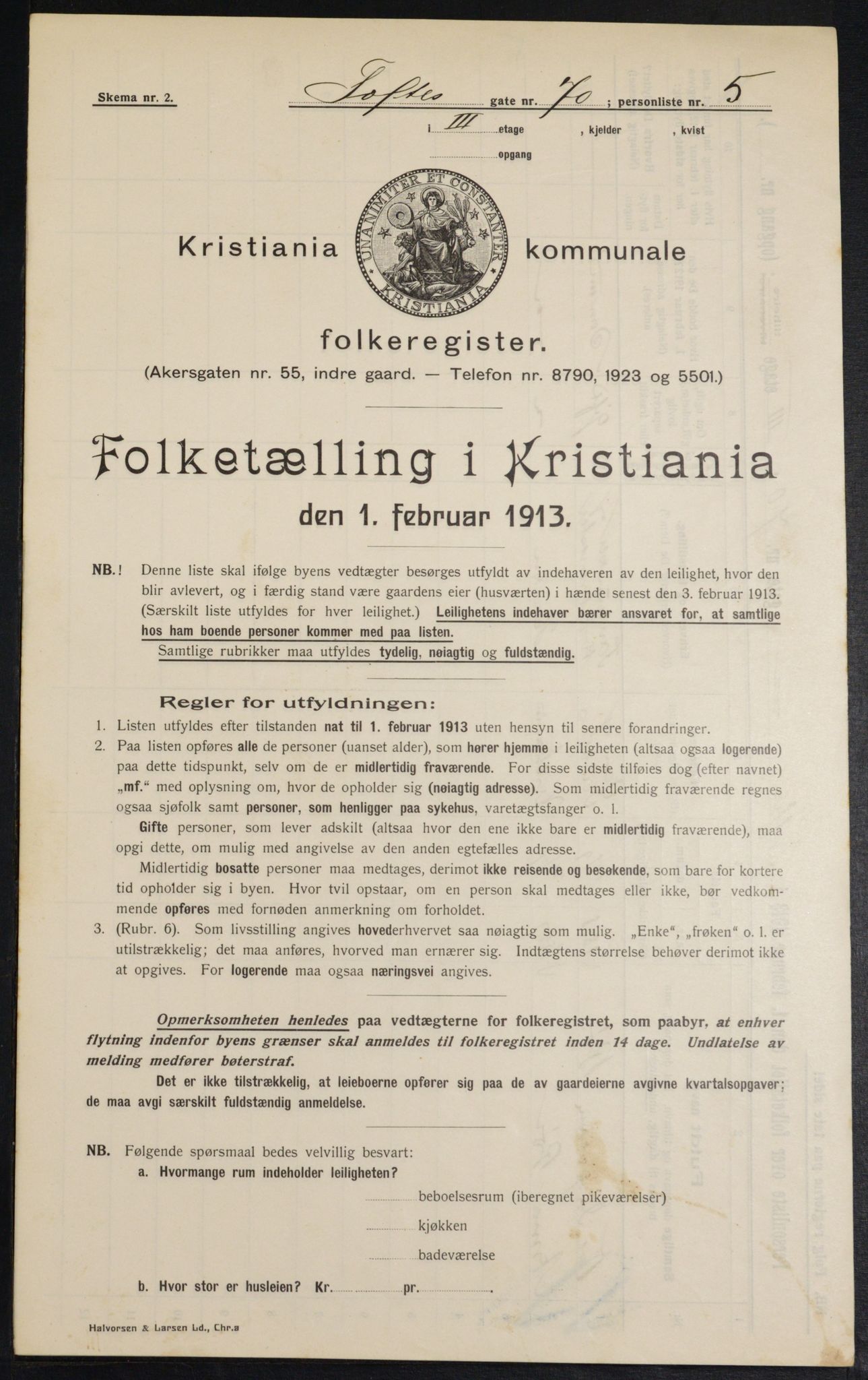 OBA, Kommunal folketelling 1.2.1913 for Kristiania, 1913, s. 113080