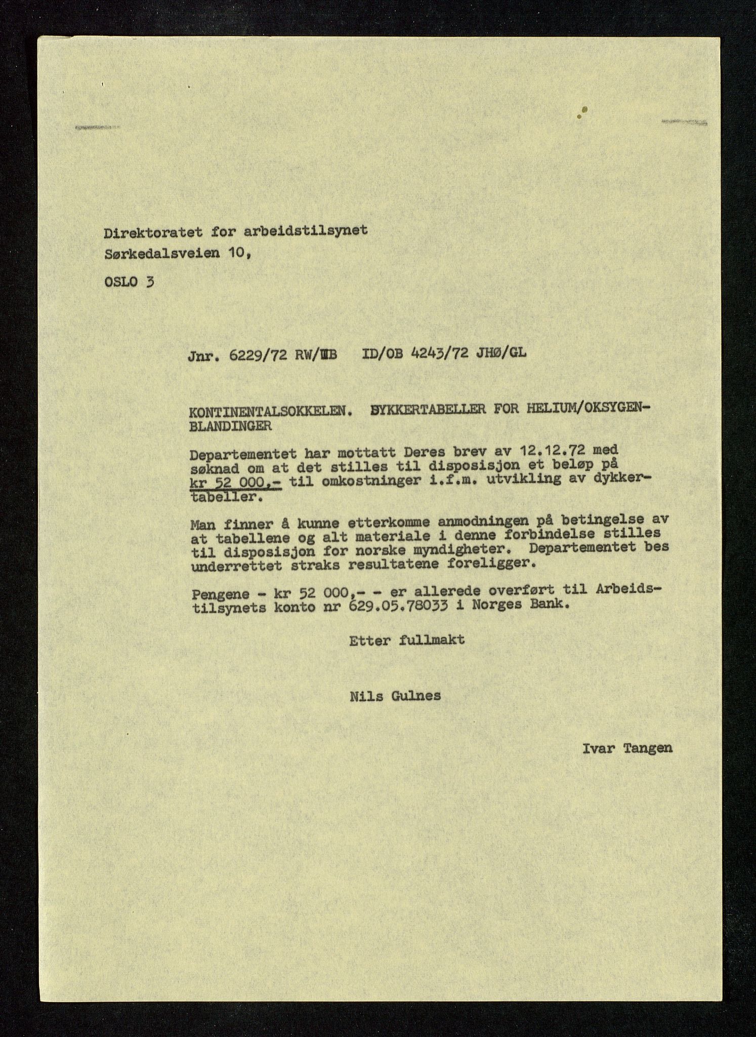 Industridepartementet, Oljekontoret, SAST/A-101348/Db/L0004: Simulering, havmiljø og dykking, 1966-1973, s. 619