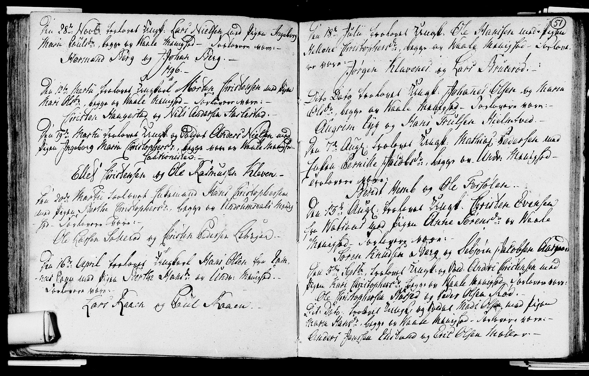 Våle kirkebøker, SAKO/A-334/H/Hb/L0002: Forlovererklæringer nr. 2, 1756-1799, s. 51