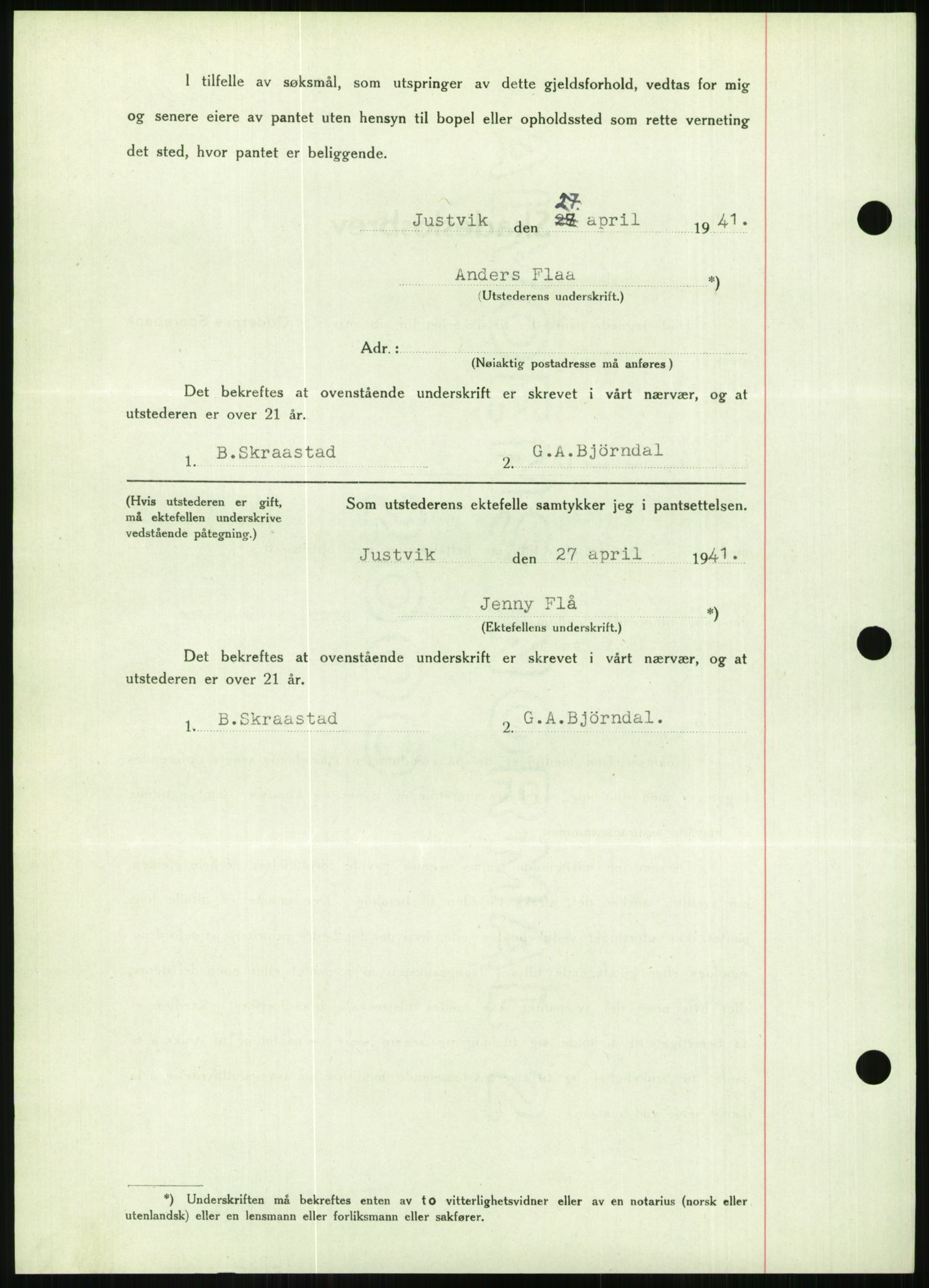 Torridal sorenskriveri, SAK/1221-0012/G/Gb/Gbb/L0008: Pantebok nr. 52b, 1940-1942, Dagboknr: 488/1941