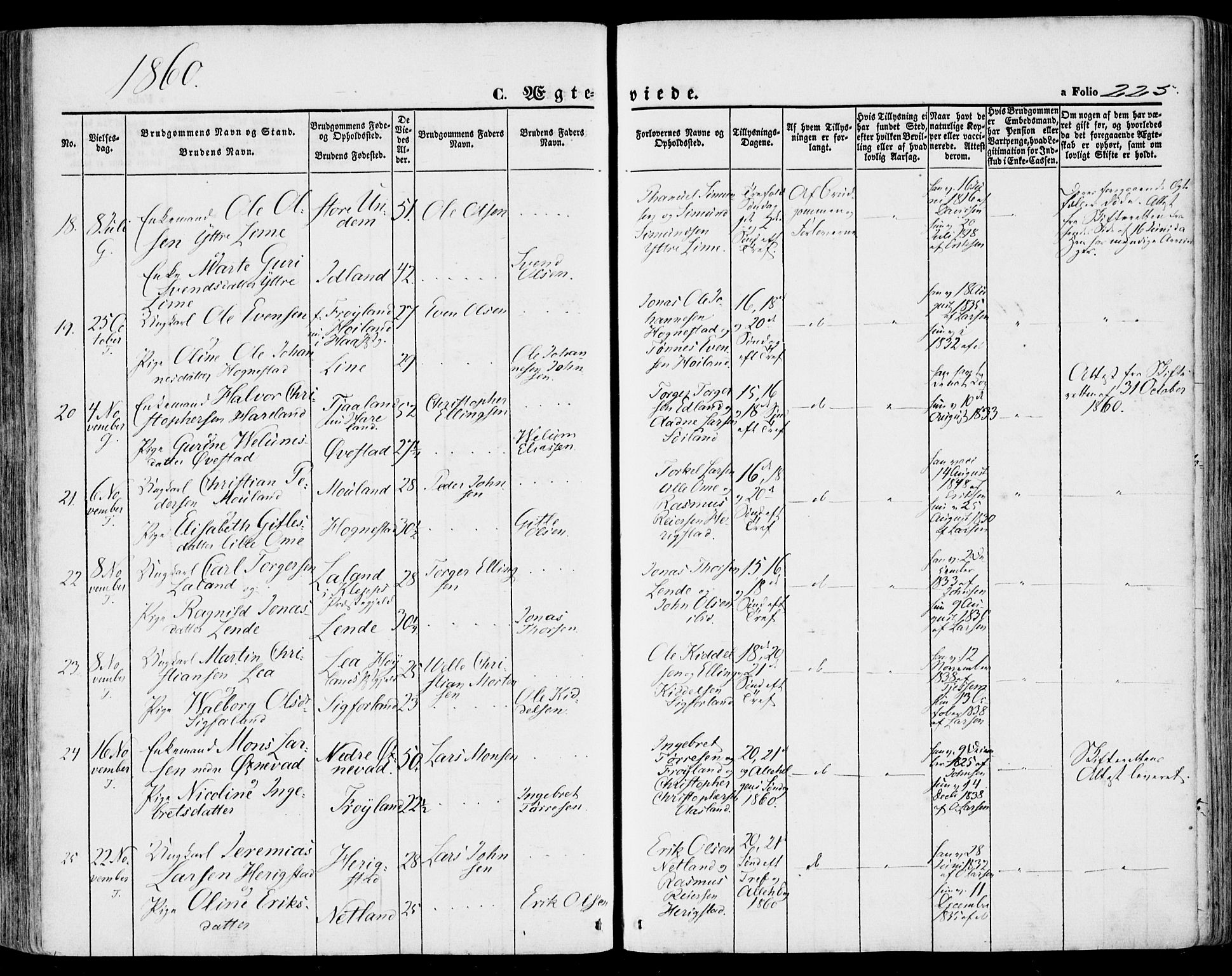 Lye sokneprestkontor, AV/SAST-A-101794/001/30BA/L0007: Ministerialbok nr. A 6, 1856-1871, s. 225