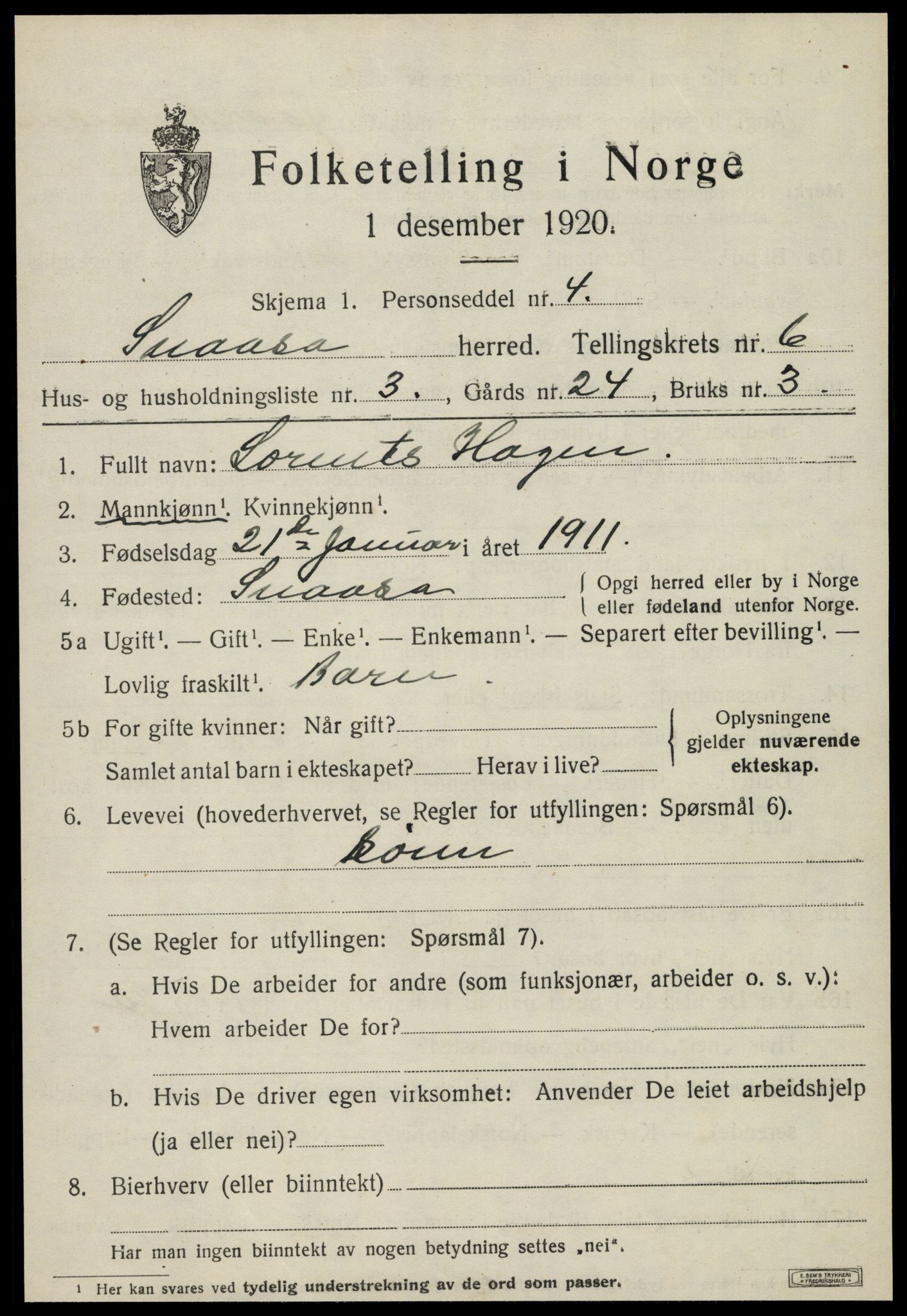 SAT, Folketelling 1920 for 1736 Snåsa herred, 1920, s. 2592