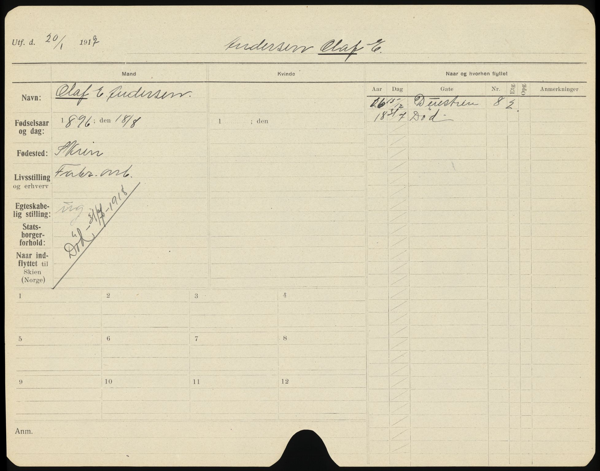 Skien folkeregister, SAKO/A-425/H/Ha/L0001: Døde, 1916-1929, s. 133