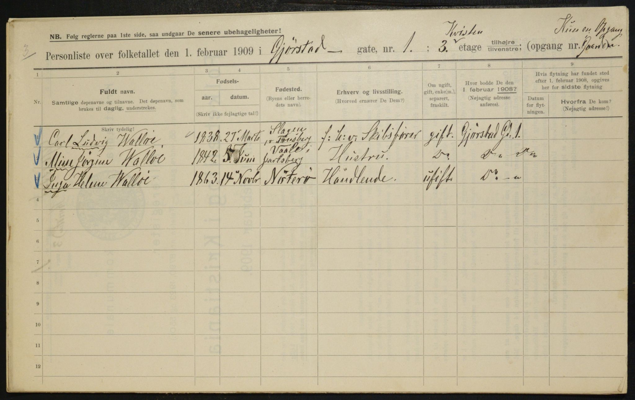 OBA, Kommunal folketelling 1.2.1909 for Kristiania kjøpstad, 1909, s. 26571