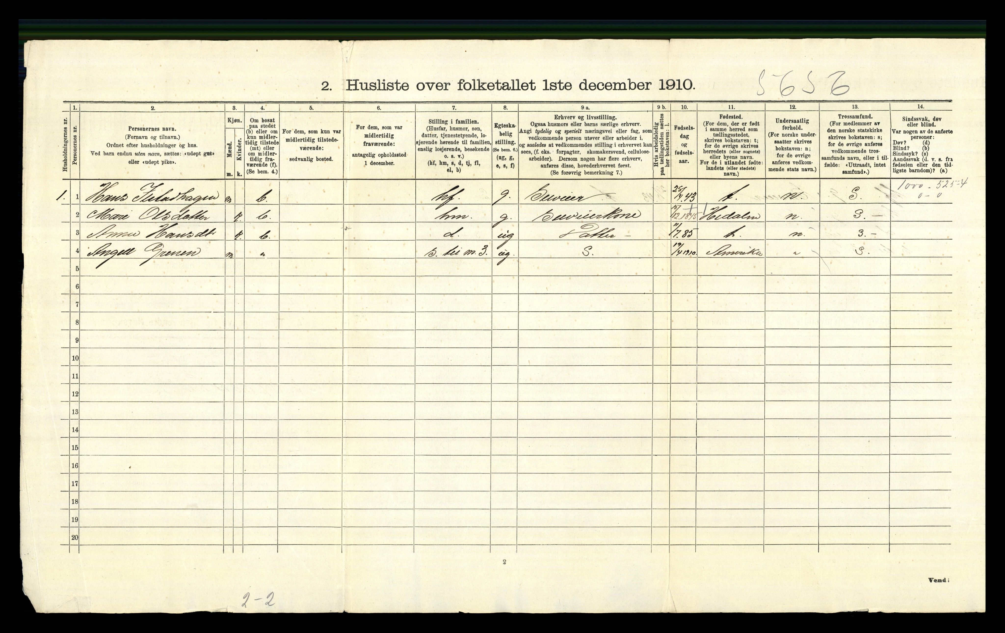 RA, Folketelling 1910 for 0518 Nord-Fron herred, 1910, s. 787