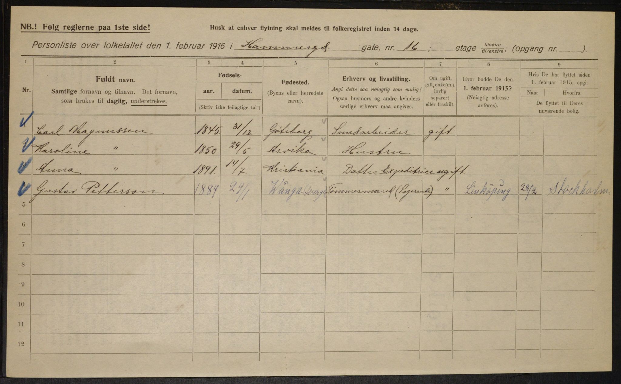 OBA, Kommunal folketelling 1.2.1916 for Kristiania, 1916, s. 34981