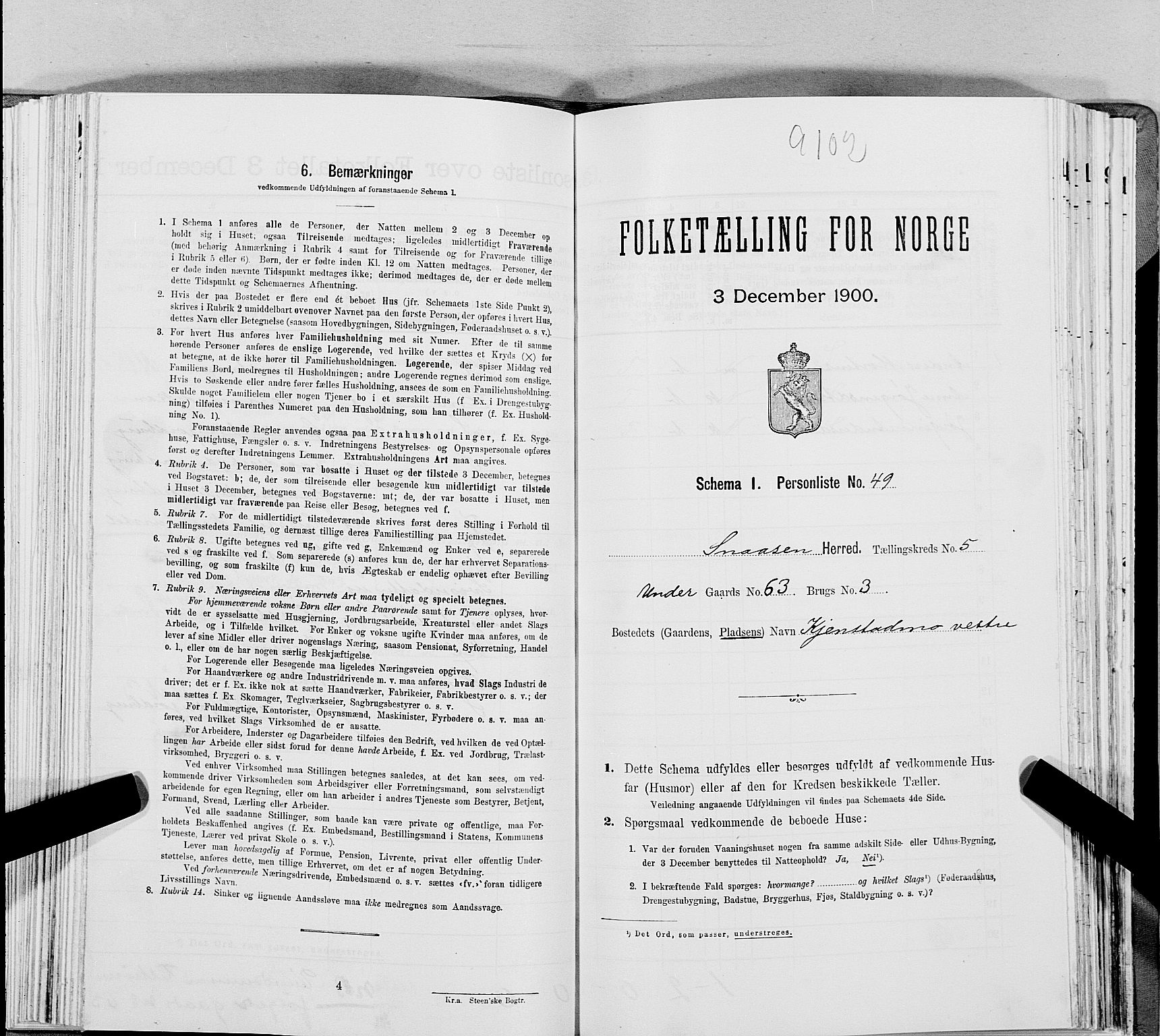 SAT, Folketelling 1900 for 1736 Snåsa herred, 1900, s. 1271