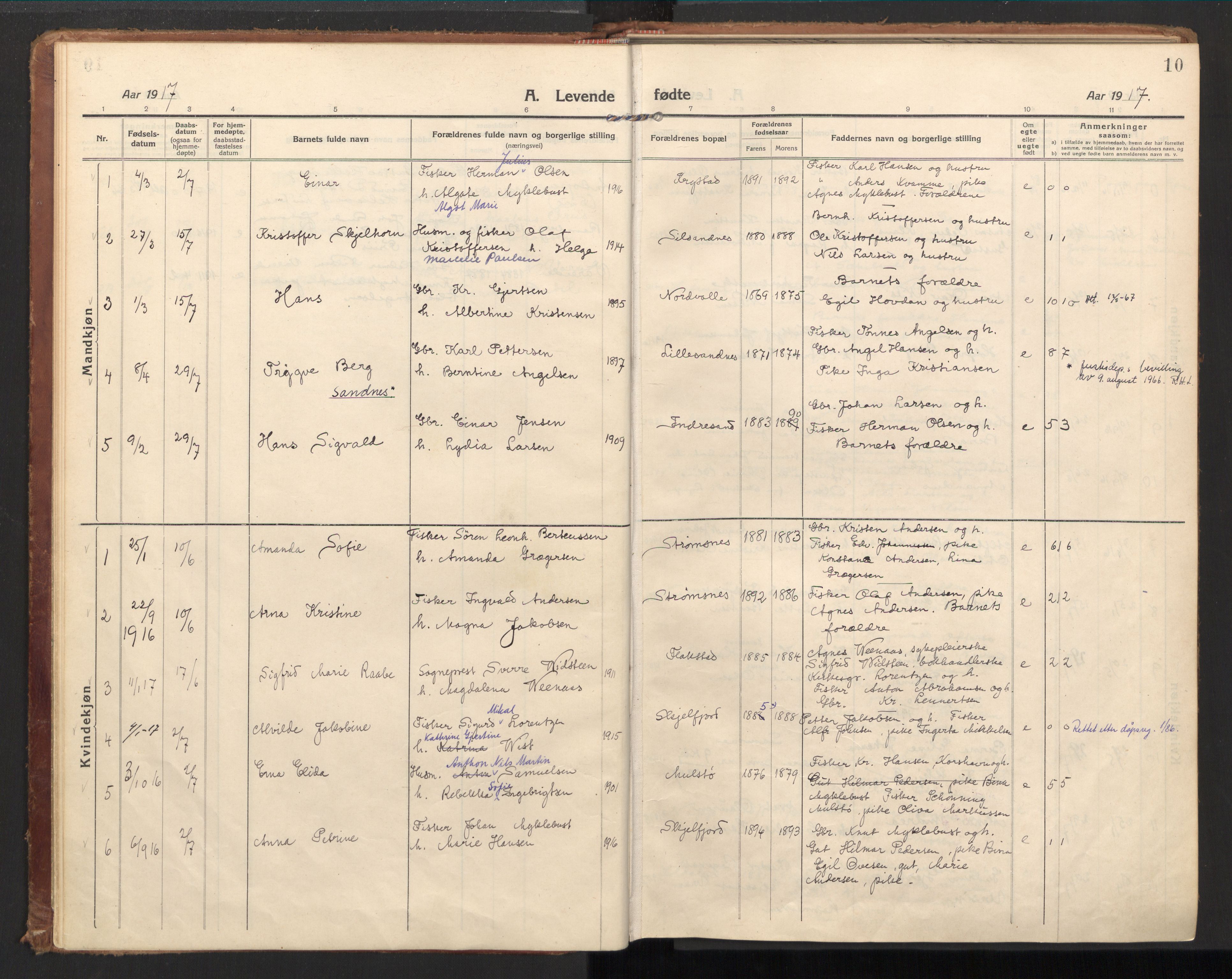 Ministerialprotokoller, klokkerbøker og fødselsregistre - Nordland, AV/SAT-A-1459/885/L1210: Ministerialbok nr. 885A10, 1916-1926, s. 10