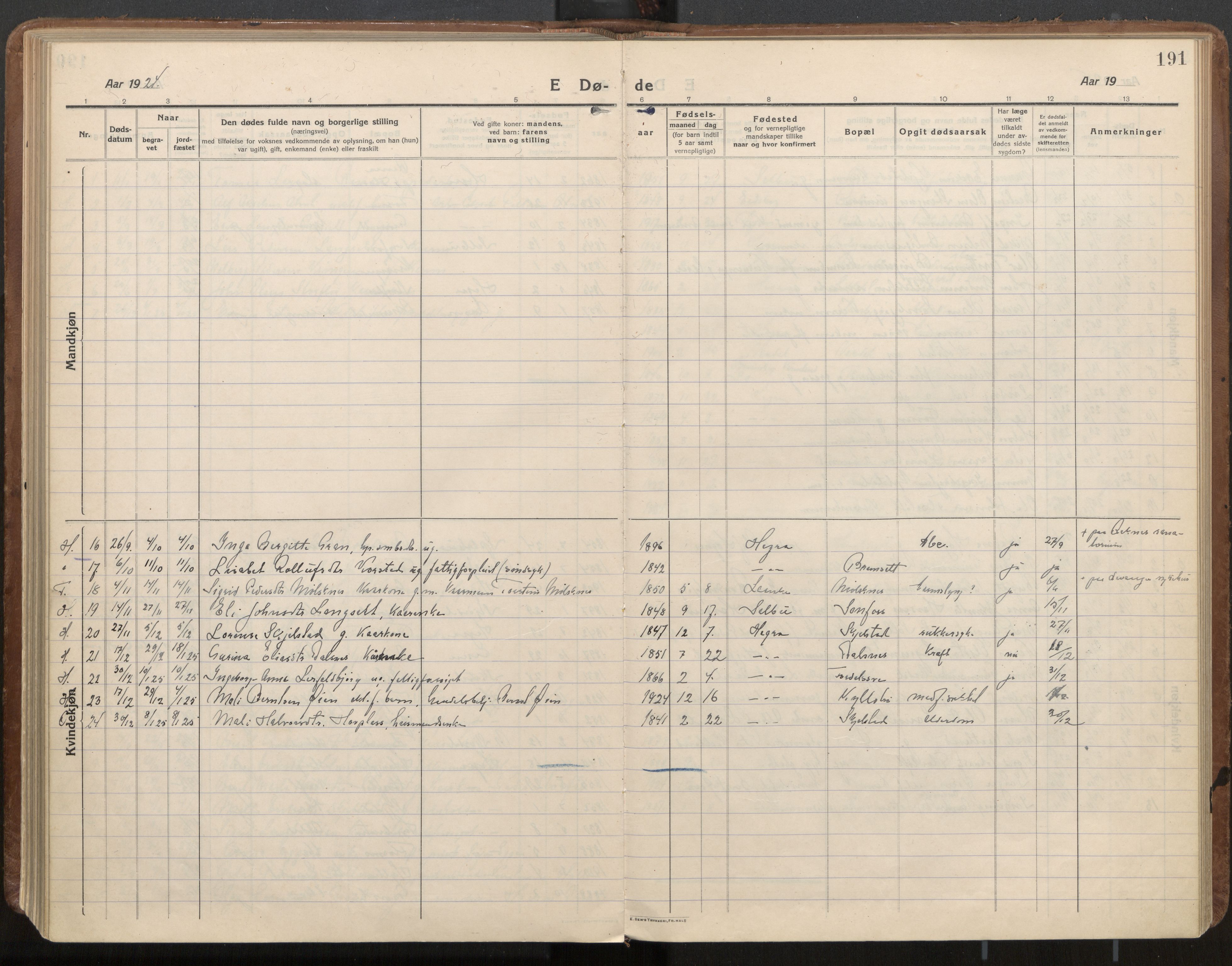 Ministerialprotokoller, klokkerbøker og fødselsregistre - Nord-Trøndelag, AV/SAT-A-1458/703/L0037: Ministerialbok nr. 703A10, 1915-1932, s. 191