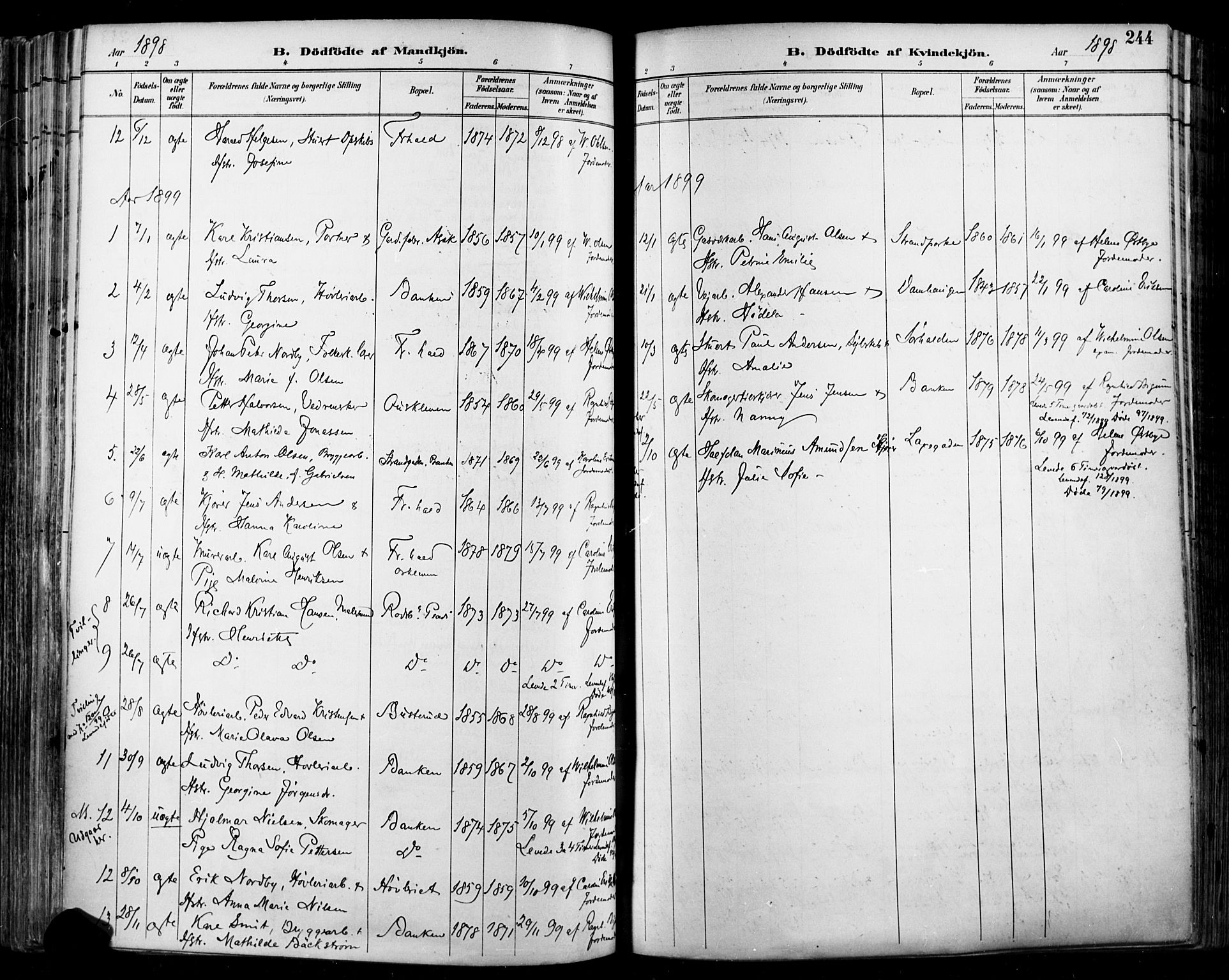 Halden prestekontor Kirkebøker, SAO/A-10909/F/Fa/L0013: Ministerialbok nr. I 13, 1890-1906, s. 244