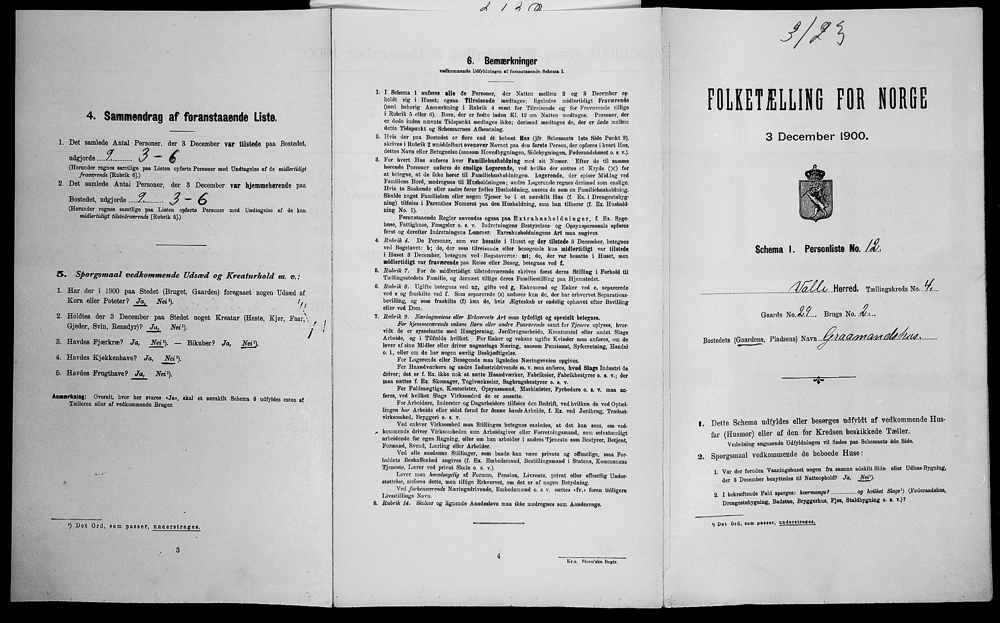 SAK, Folketelling 1900 for 0940 Valle herred, 1900, s. 354