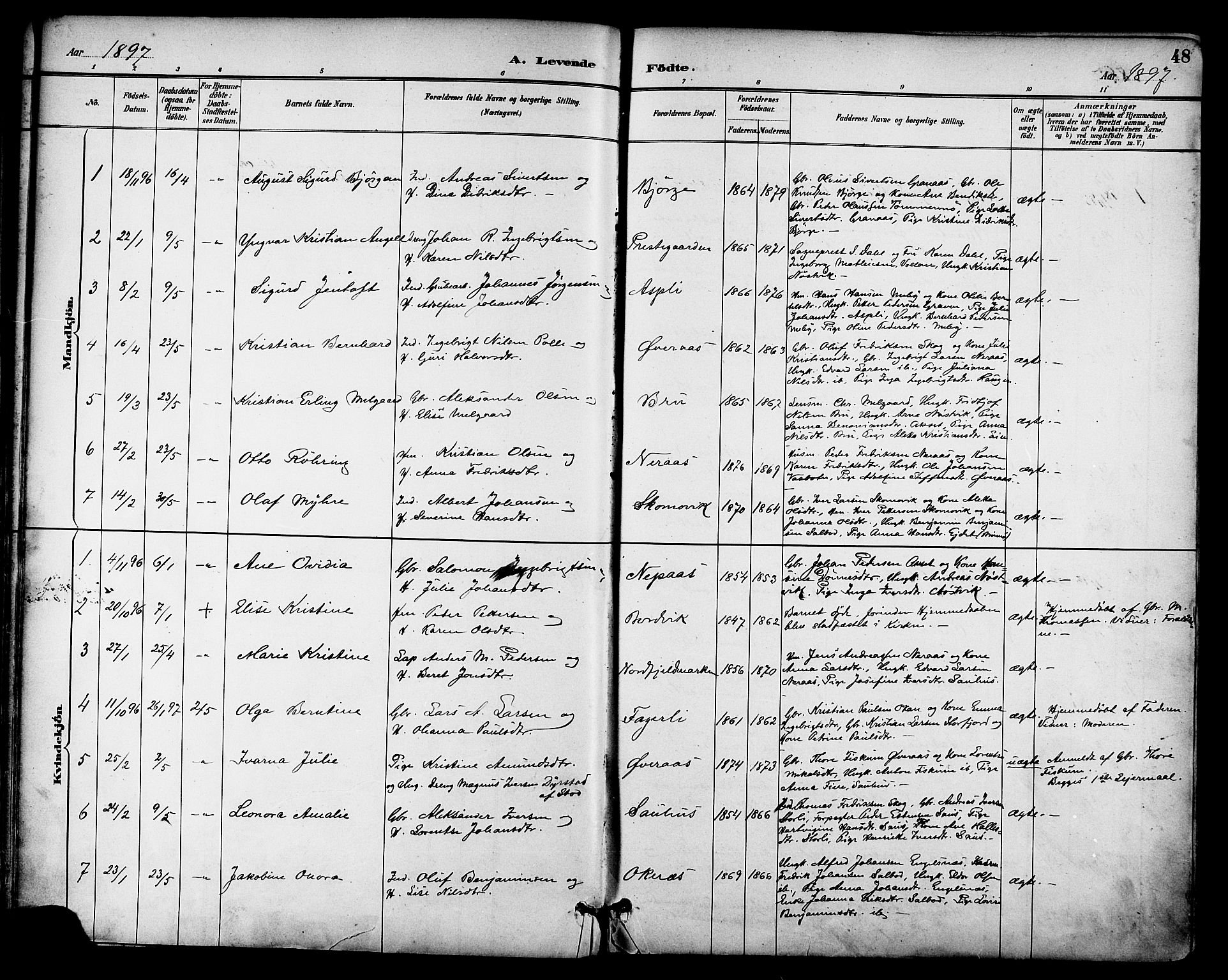 Ministerialprotokoller, klokkerbøker og fødselsregistre - Nordland, AV/SAT-A-1459/814/L0226: Ministerialbok nr. 814A07, 1886-1898, s. 48