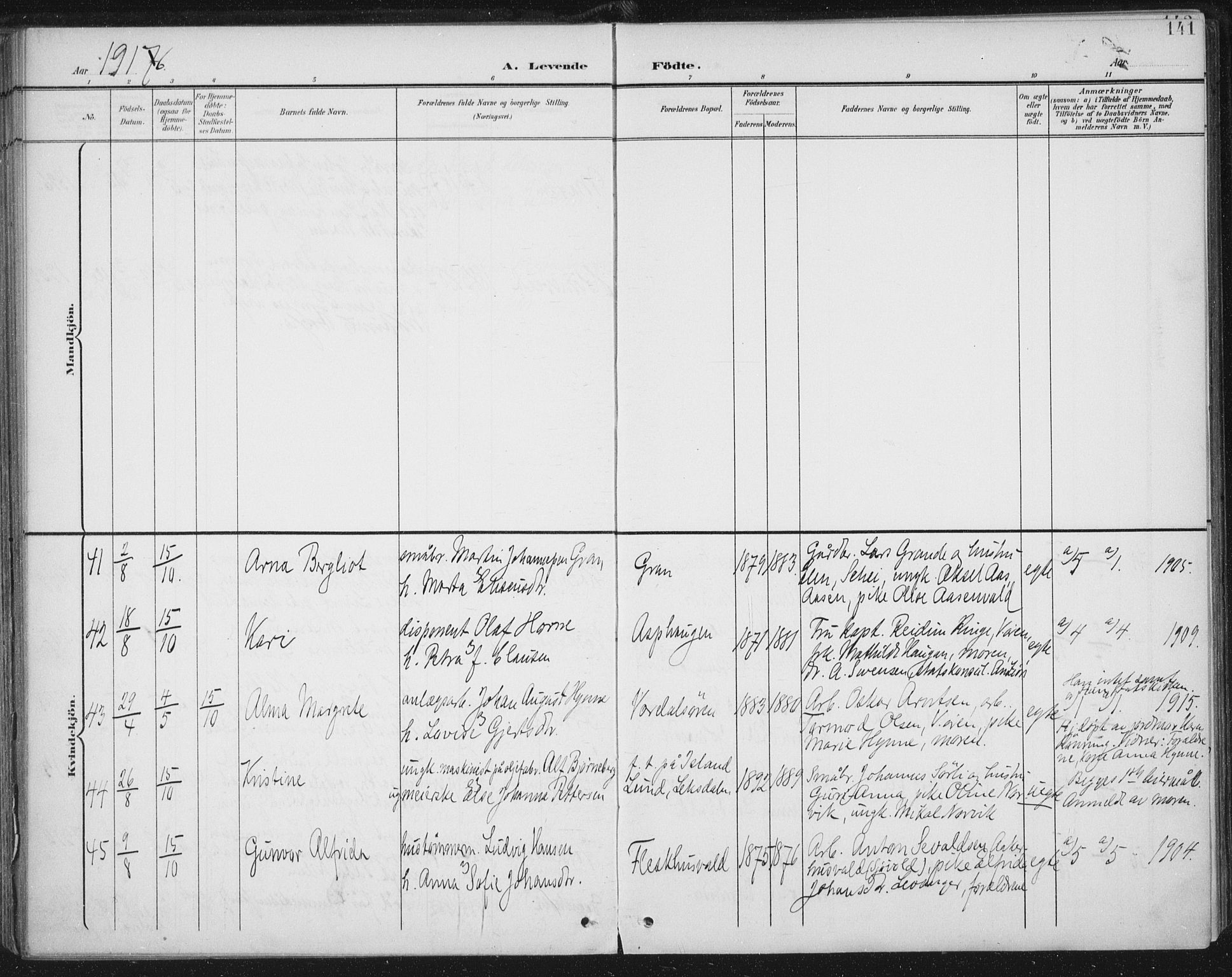 Ministerialprotokoller, klokkerbøker og fødselsregistre - Nord-Trøndelag, AV/SAT-A-1458/723/L0246: Ministerialbok nr. 723A15, 1900-1917, s. 141