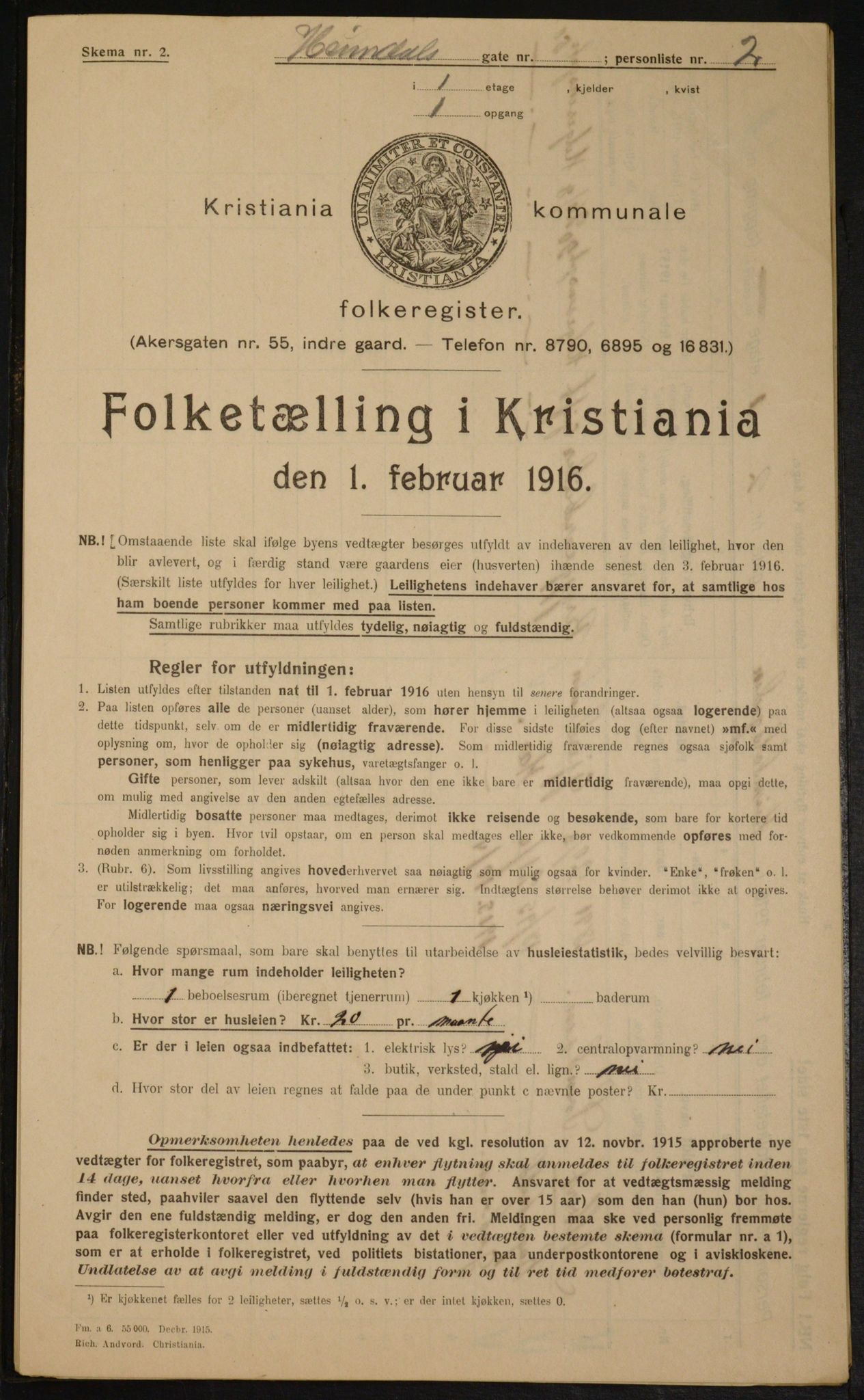 OBA, Kommunal folketelling 1.2.1916 for Kristiania, 1916, s. 37196