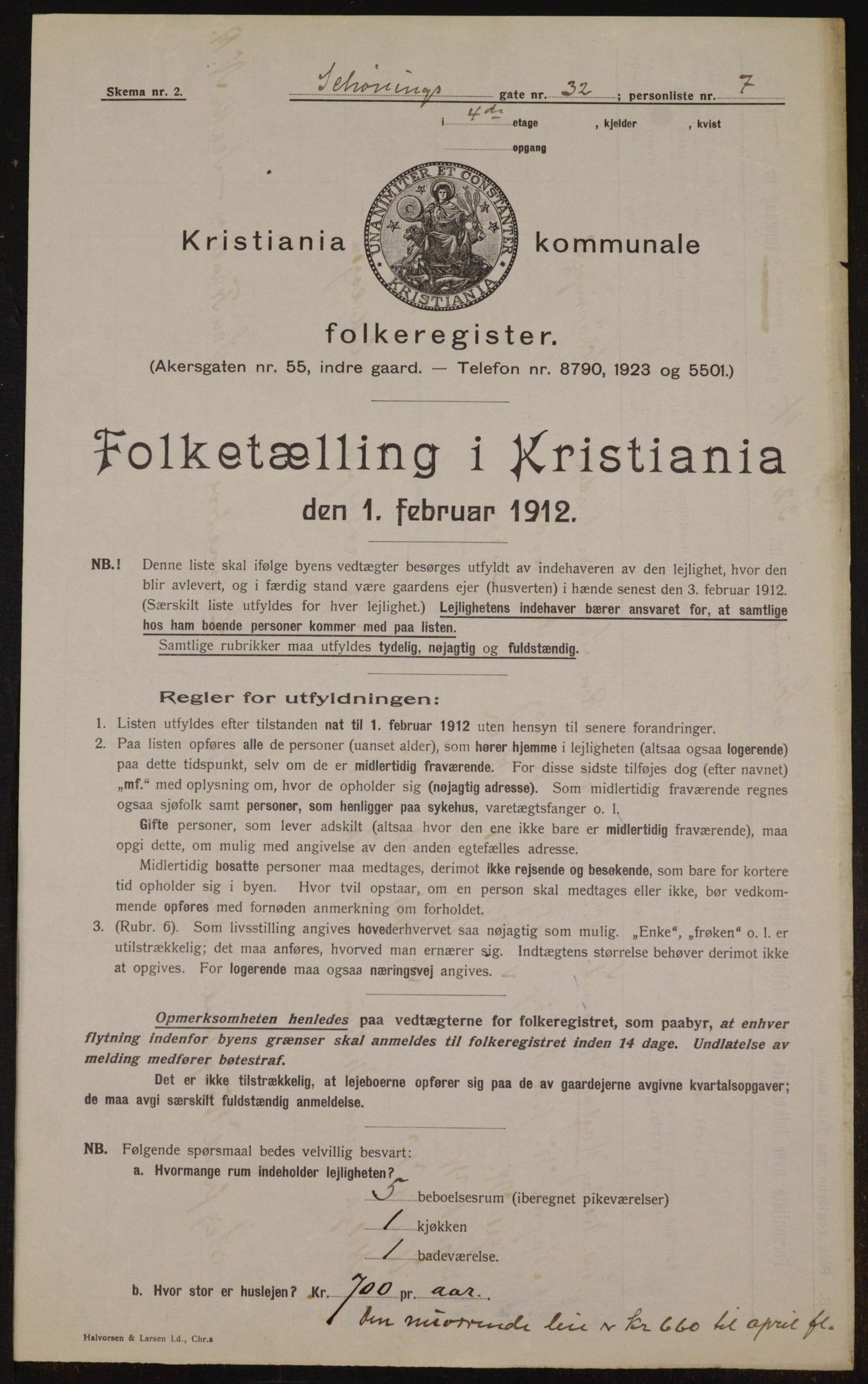 OBA, Kommunal folketelling 1.2.1912 for Kristiania, 1912, s. 93960