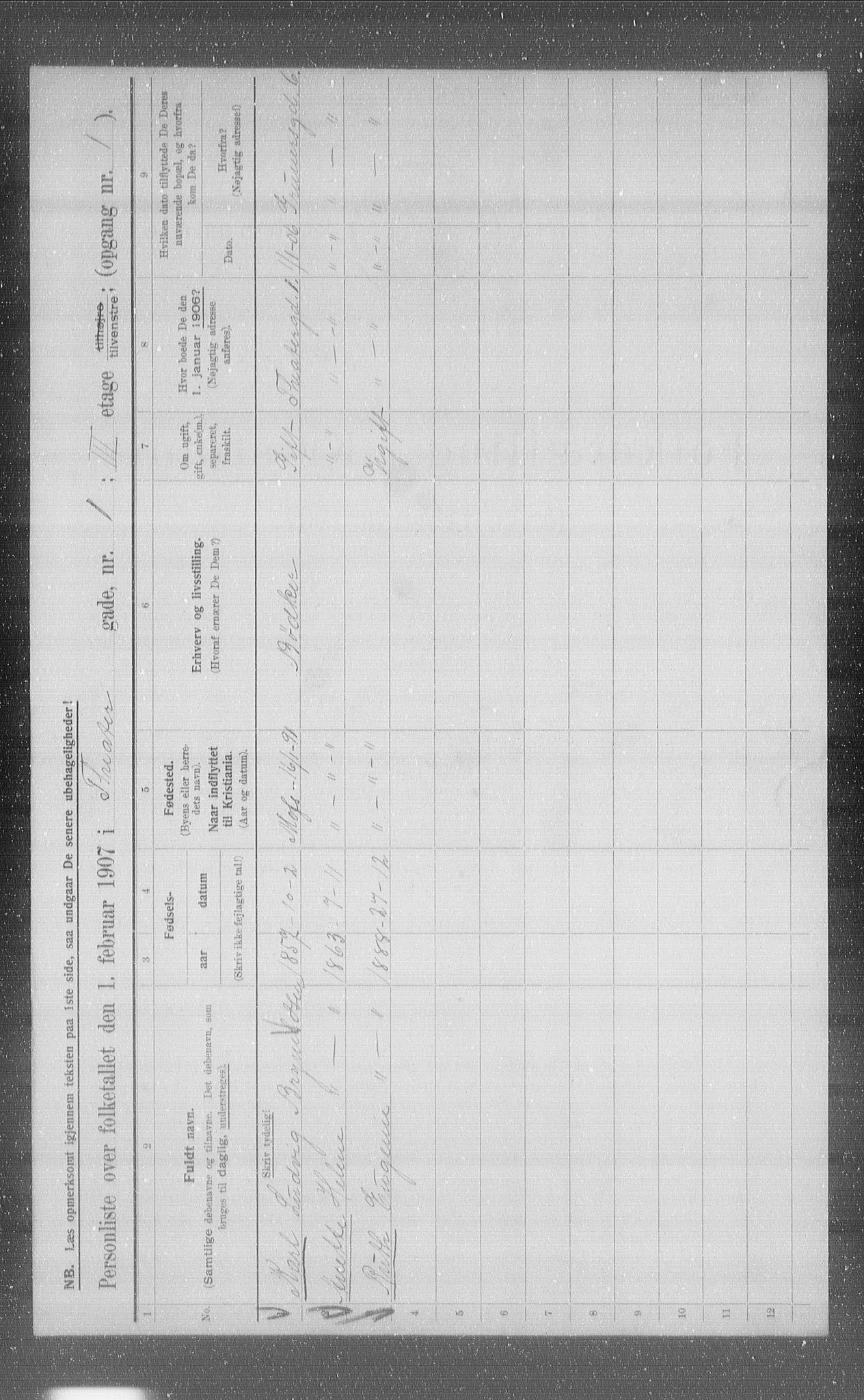 OBA, Kommunal folketelling 1.2.1907 for Kristiania kjøpstad, 1907, s. 54451