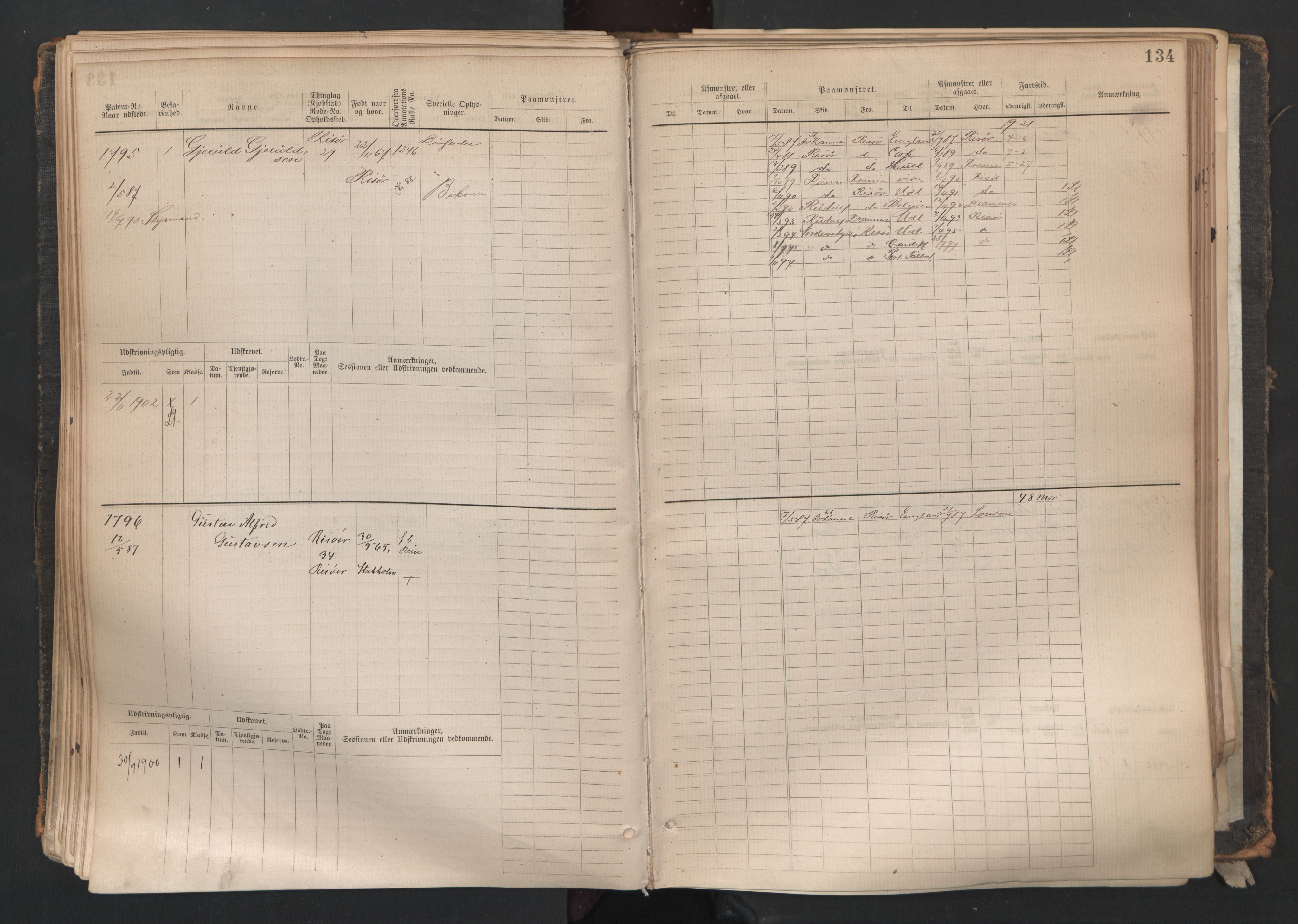 Risør mønstringskrets, SAK/2031-0010/F/Fb/L0004: Hovedrulle A nr 1529-2484, Q-4, 1880-1948, s. 138