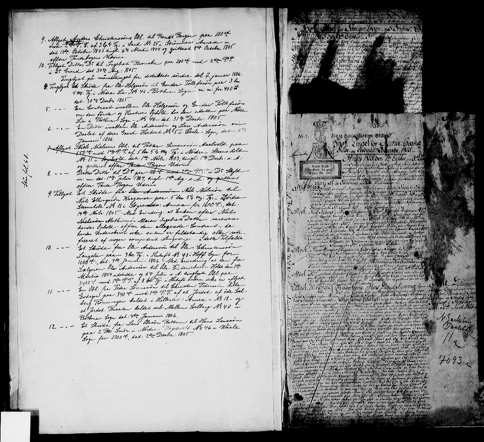 Nordre Jarlsberg sorenskriveri, AV/SAKO-A-80/G/Ga/Gaa/L0011a: Pantebok nr. 11a, 1805-1819, s. 1