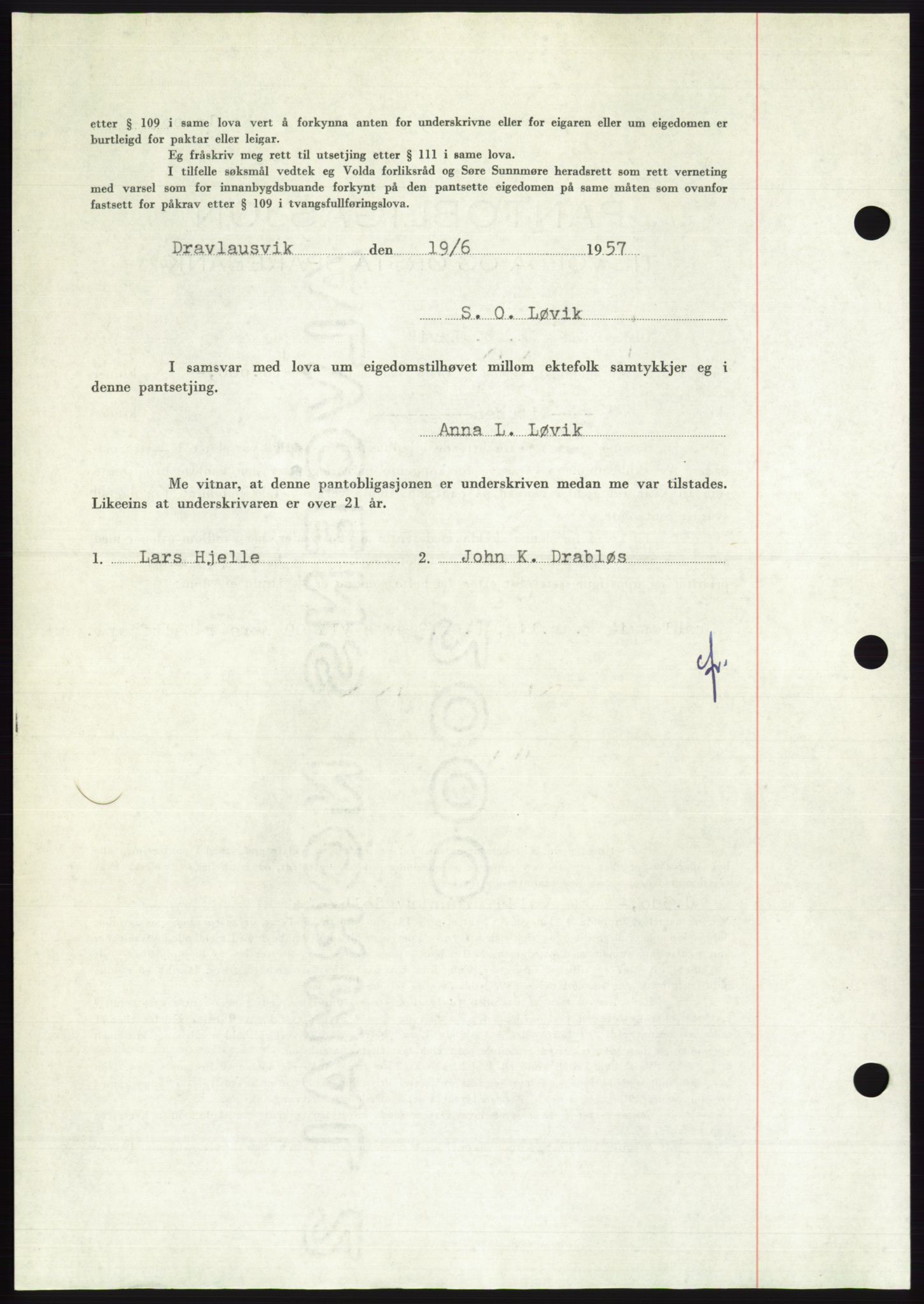 Søre Sunnmøre sorenskriveri, AV/SAT-A-4122/1/2/2C/L0130: Pantebok nr. 18B, 1957-1958, Dagboknr: 1426/1957