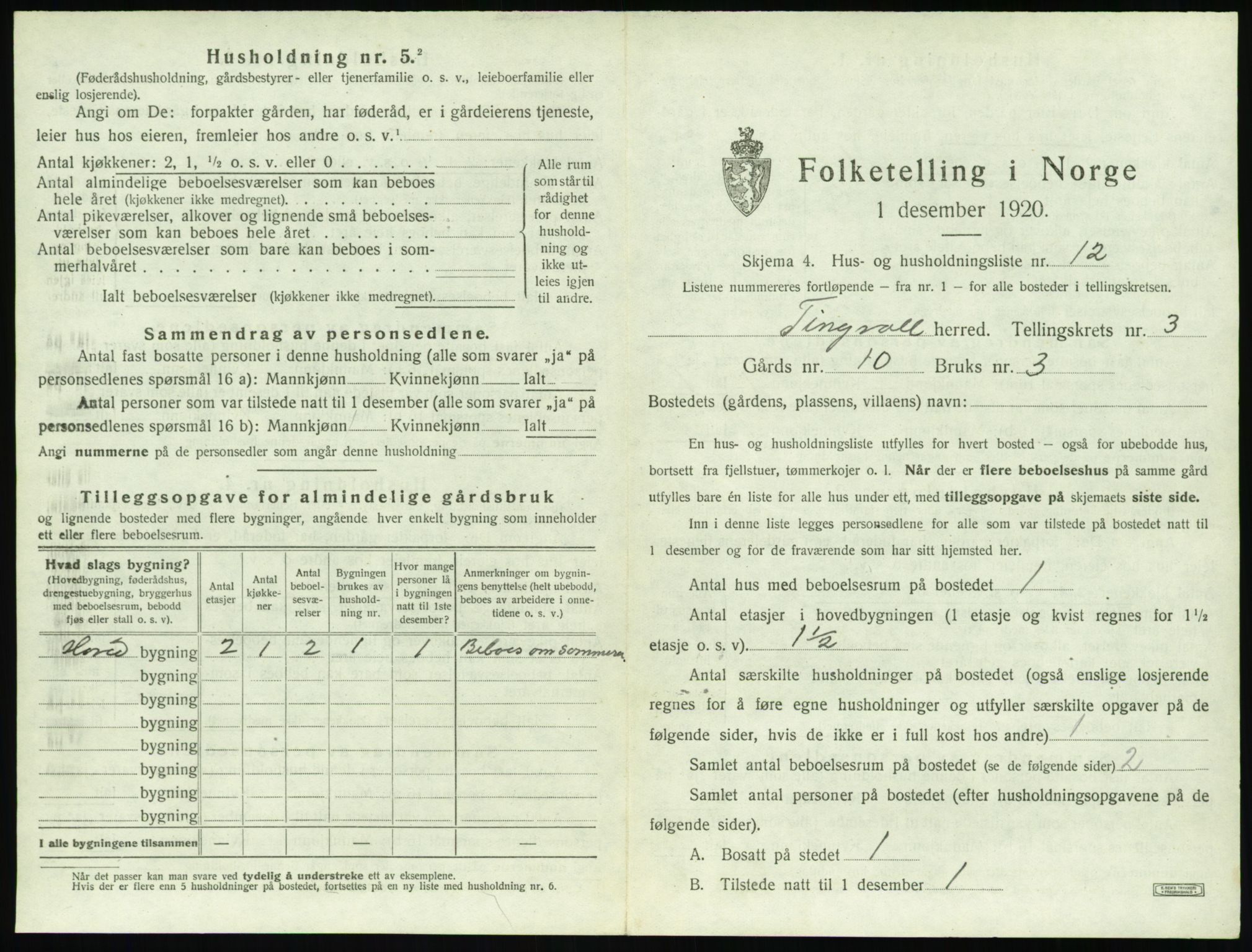 SAT, Folketelling 1920 for 1560 Tingvoll herred, 1920, s. 172