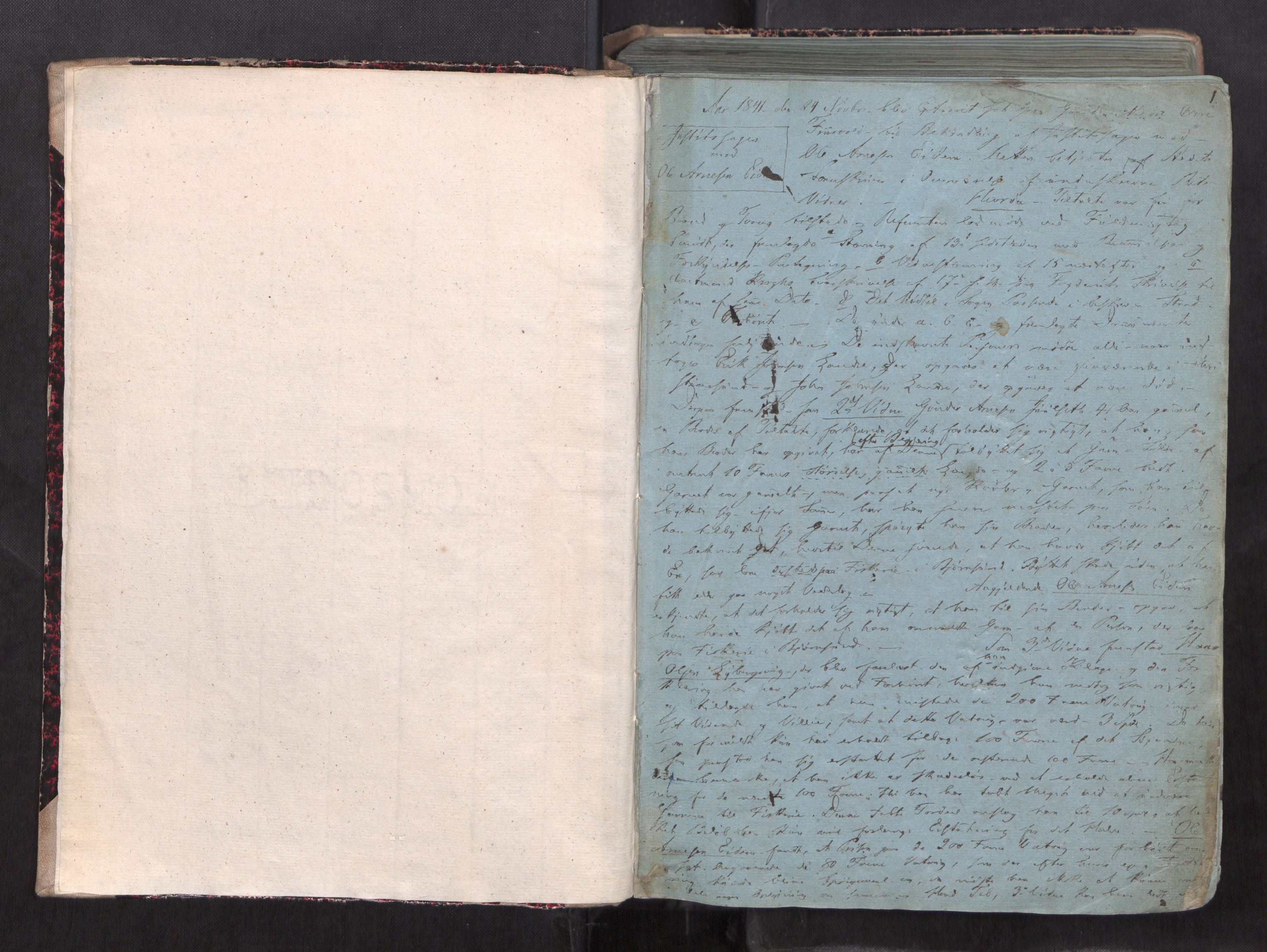 Romsdal sorenskriveri, AV/SAT-A-4149/1/1/1B/L0007: Ekstrarettsprotokoll, 1841-1848, s. 1a