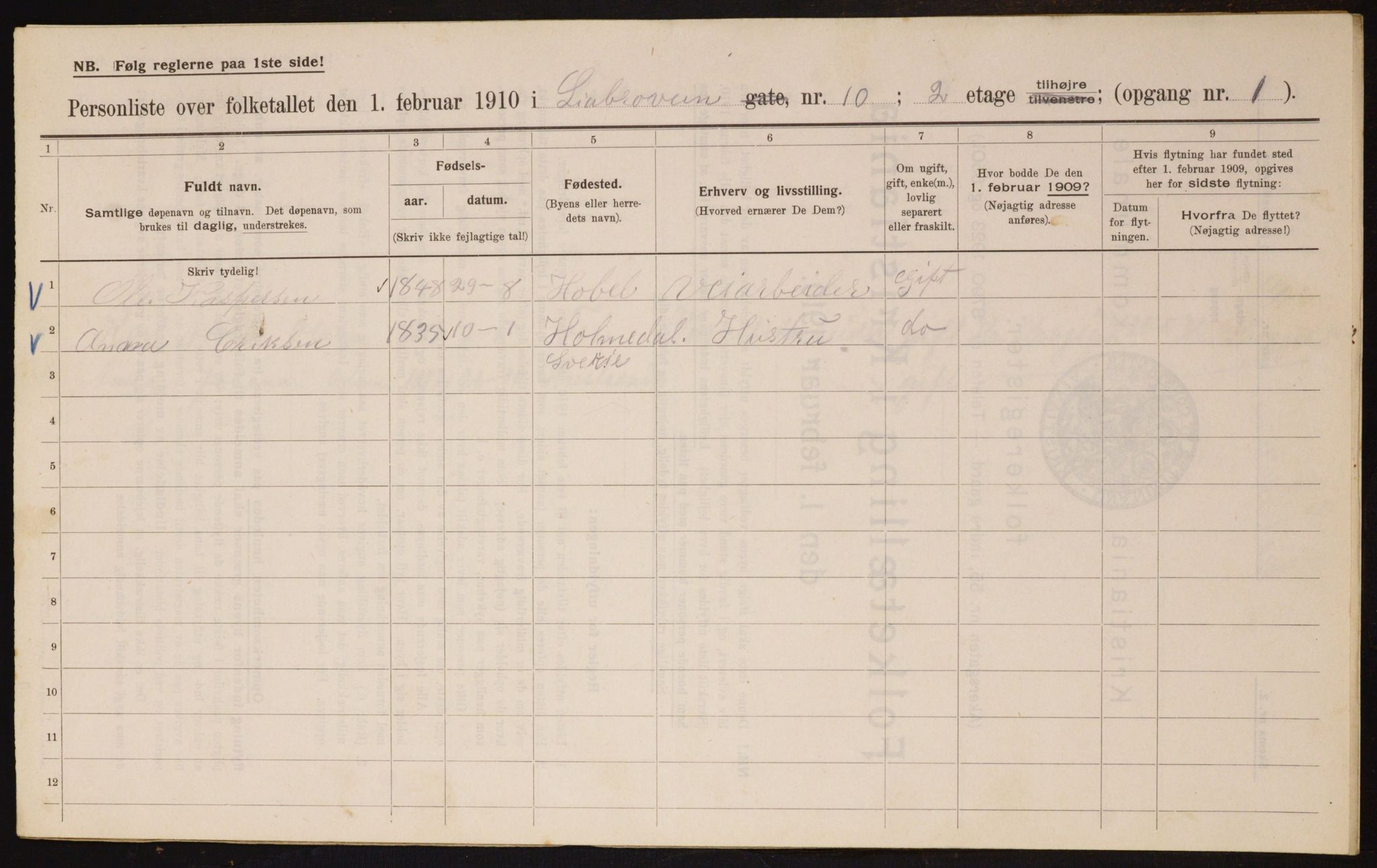 OBA, Kommunal folketelling 1.2.1910 for Kristiania, 1910, s. 55925