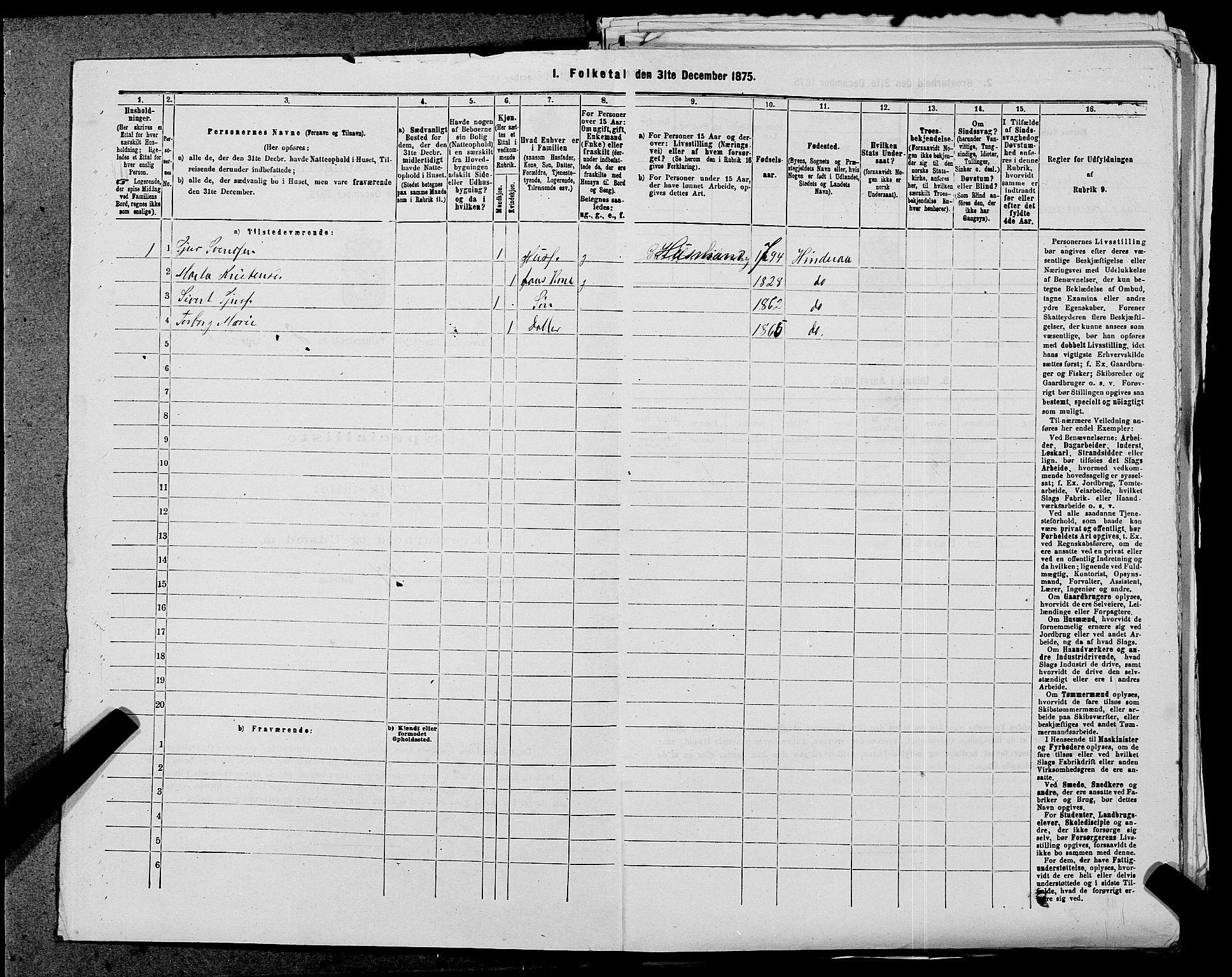 SAST, Folketelling 1875 for 1139P Nedstrand prestegjeld, 1875, s. 336