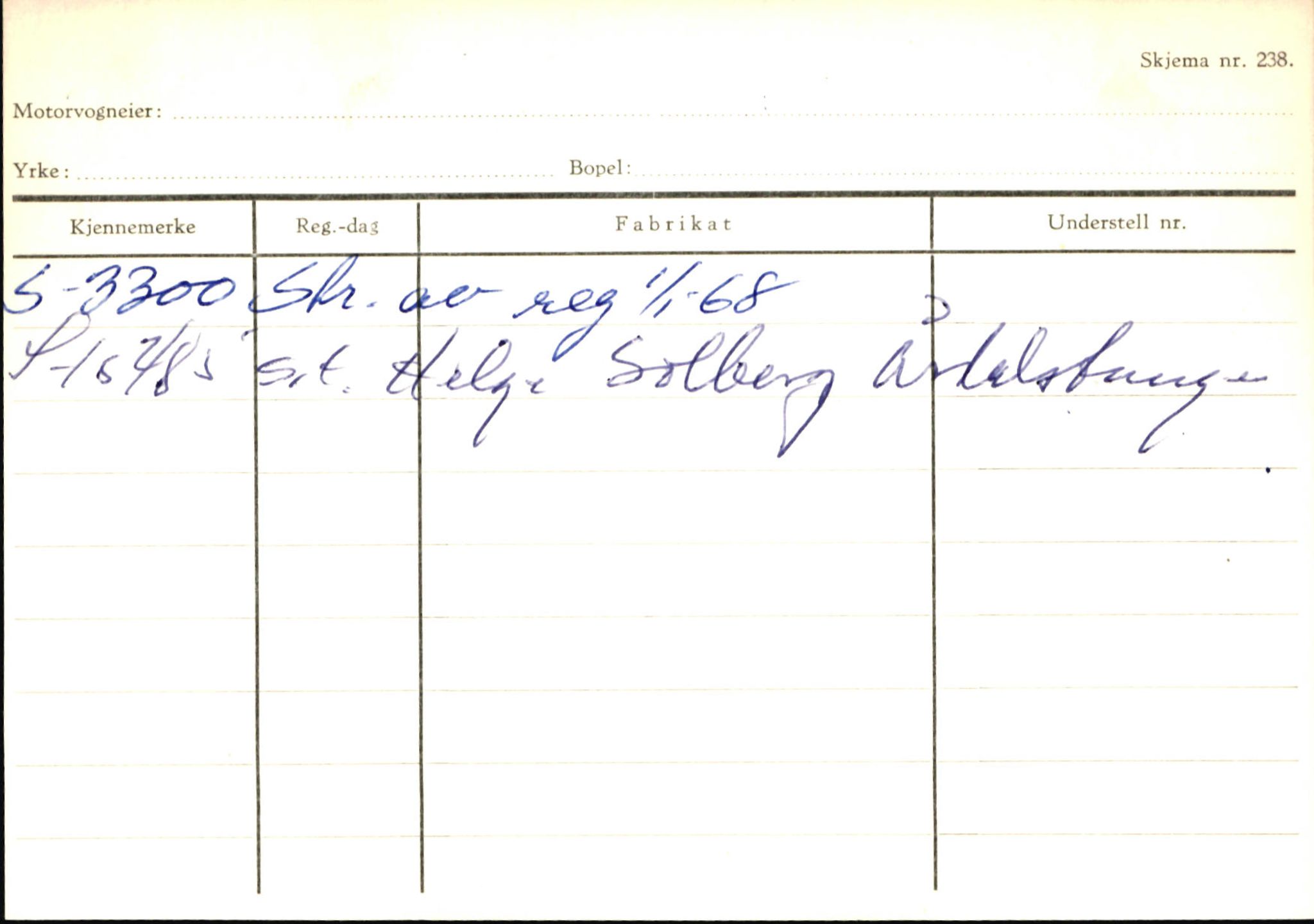 Statens vegvesen, Sogn og Fjordane vegkontor, SAB/A-5301/4/F/L0146: Registerkort Årdal R-Å samt diverse kort, 1945-1975, s. 497