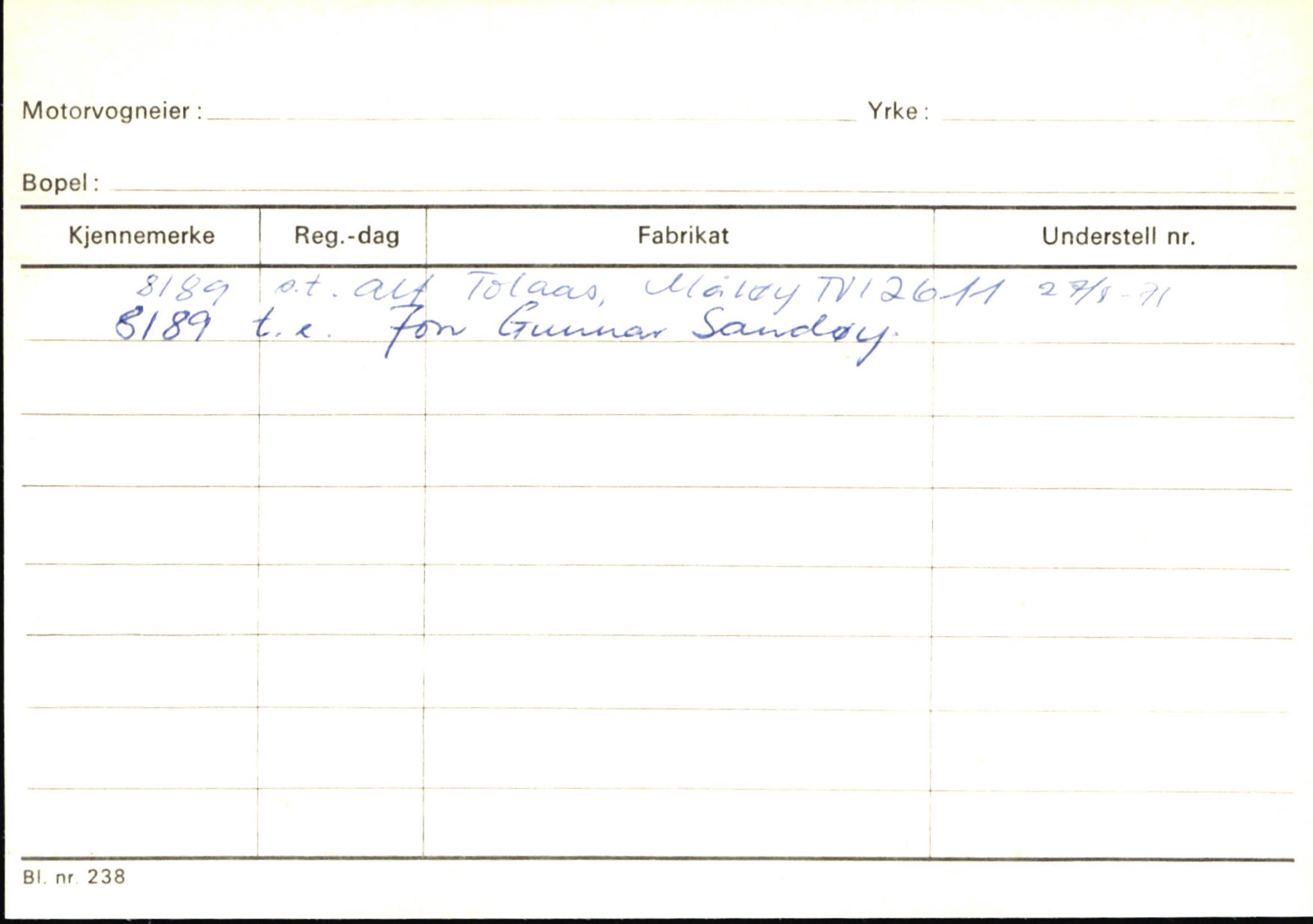 Statens vegvesen, Sogn og Fjordane vegkontor, SAB/A-5301/4/F/L0145: Registerkort Vågsøy S-Å. Årdal I-P, 1945-1975, s. 516