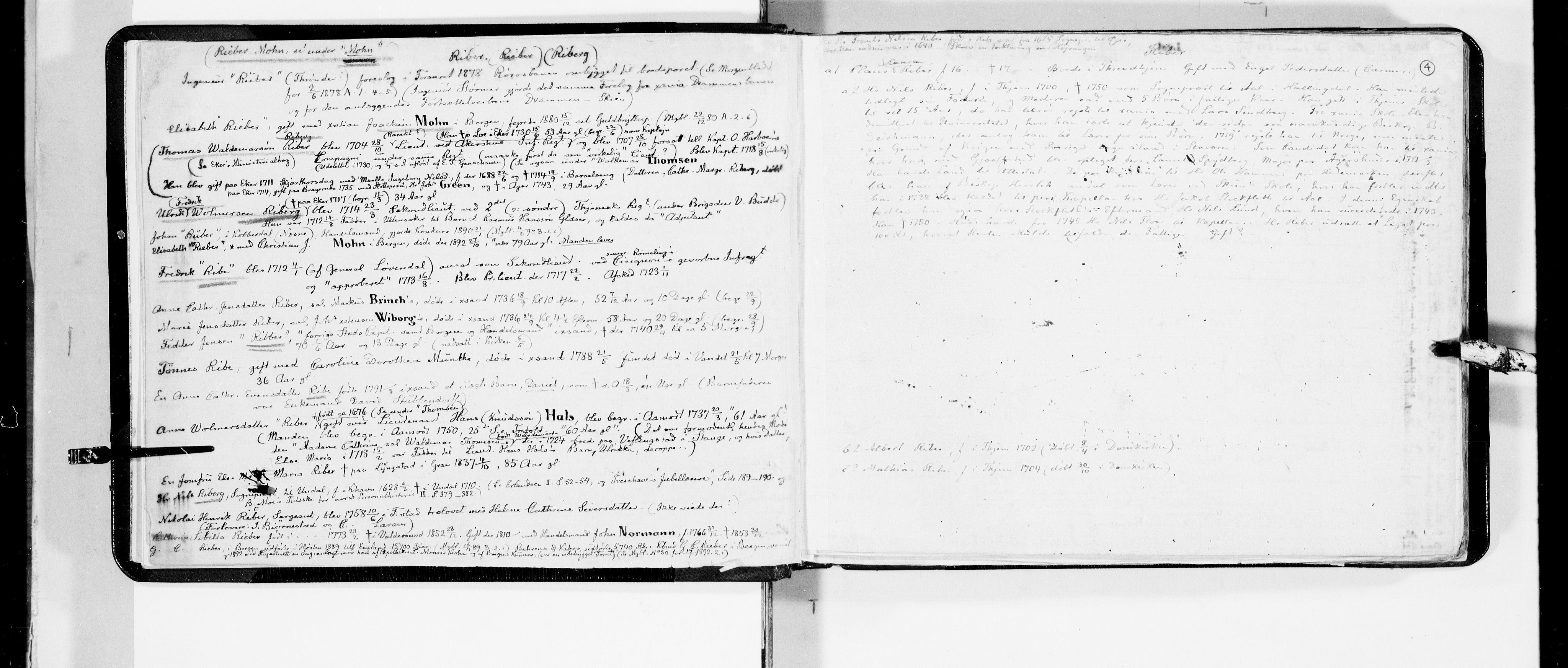 Lassens samlinger, AV/RA-PA-0051/F/Fa/L0035: Personalhistoriske og genealogiske opptegnelser: Rian - Rosum, 1500-1907