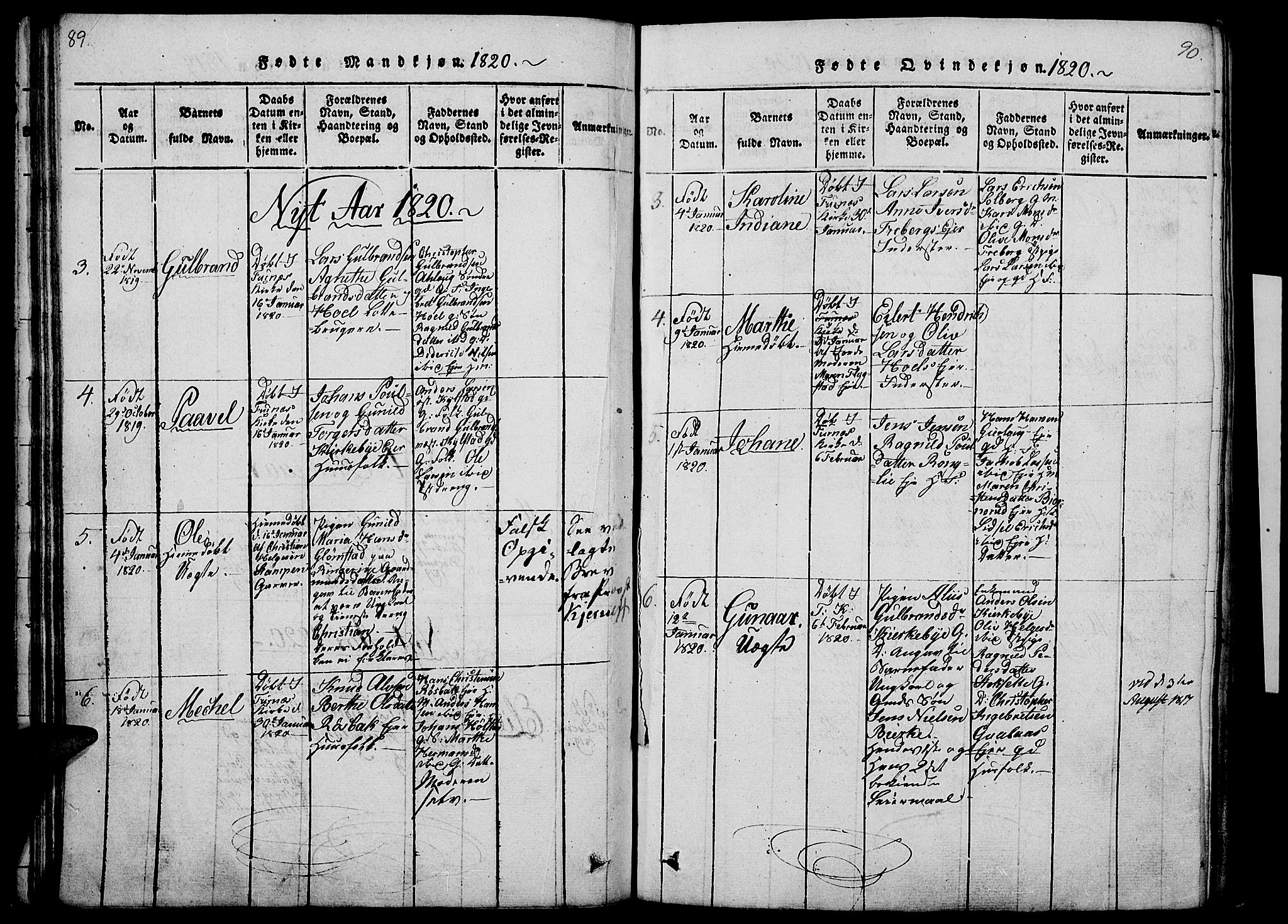 Vang prestekontor, Hedmark, AV/SAH-PREST-008/H/Ha/Haa/L0008: Ministerialbok nr. 8, 1815-1826, s. 89-90