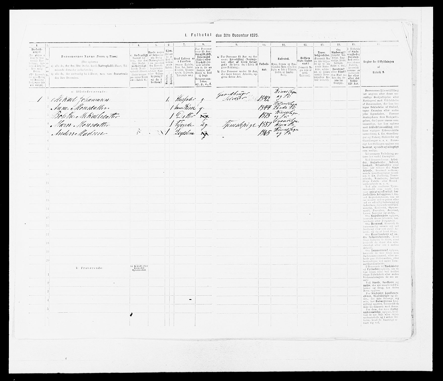 SAB, Folketelling 1875 for 1437L Kinn prestegjeld, Kinn sokn og Svanøy sokn, 1875, s. 515