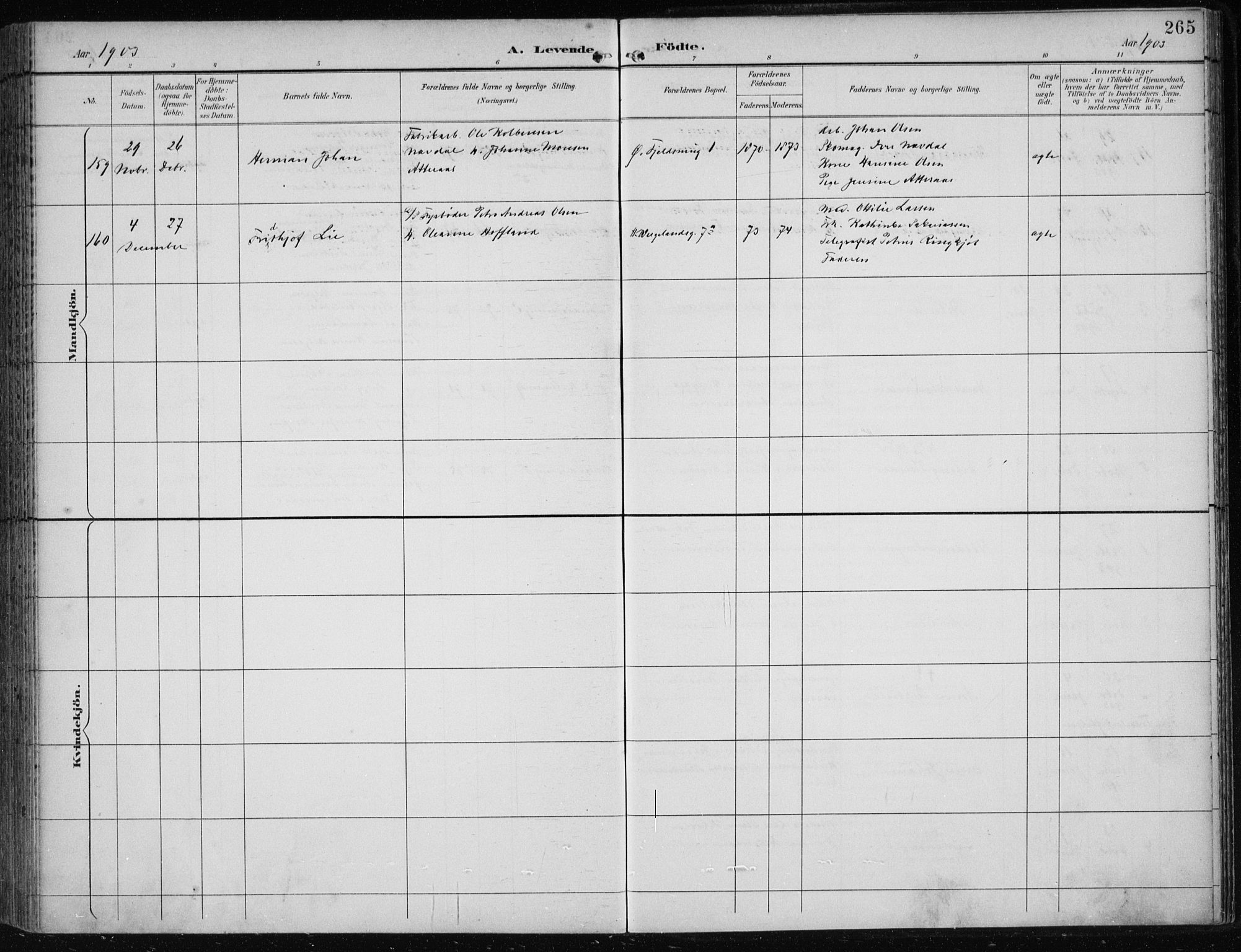 Korskirken sokneprestembete, AV/SAB-A-76101/H/Hab: Klokkerbok nr. B 10, 1896-1905, s. 265
