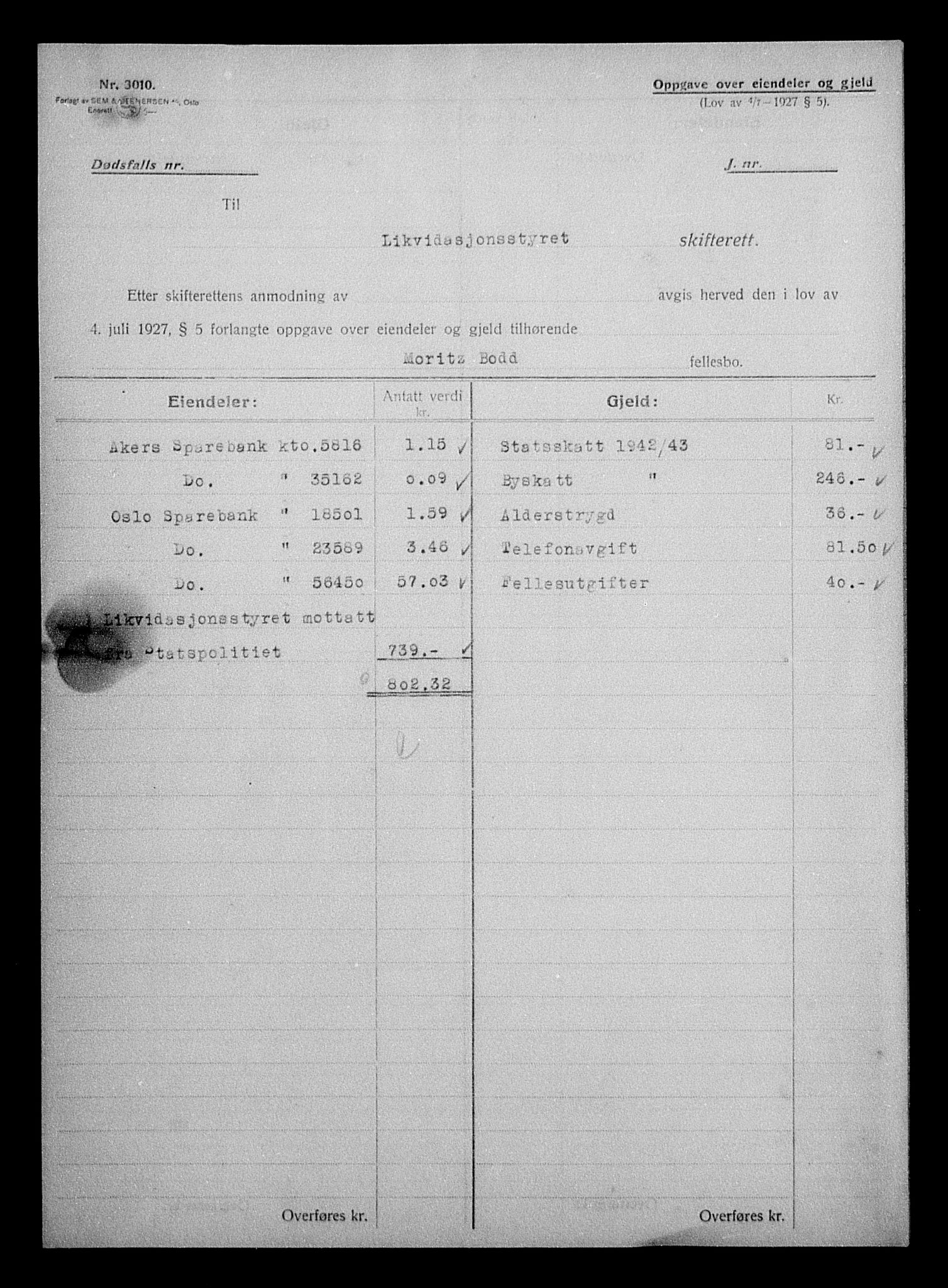 Justisdepartementet, Tilbakeføringskontoret for inndratte formuer, AV/RA-S-1564/H/Hc/Hcc/L0927: --, 1945-1947, s. 76