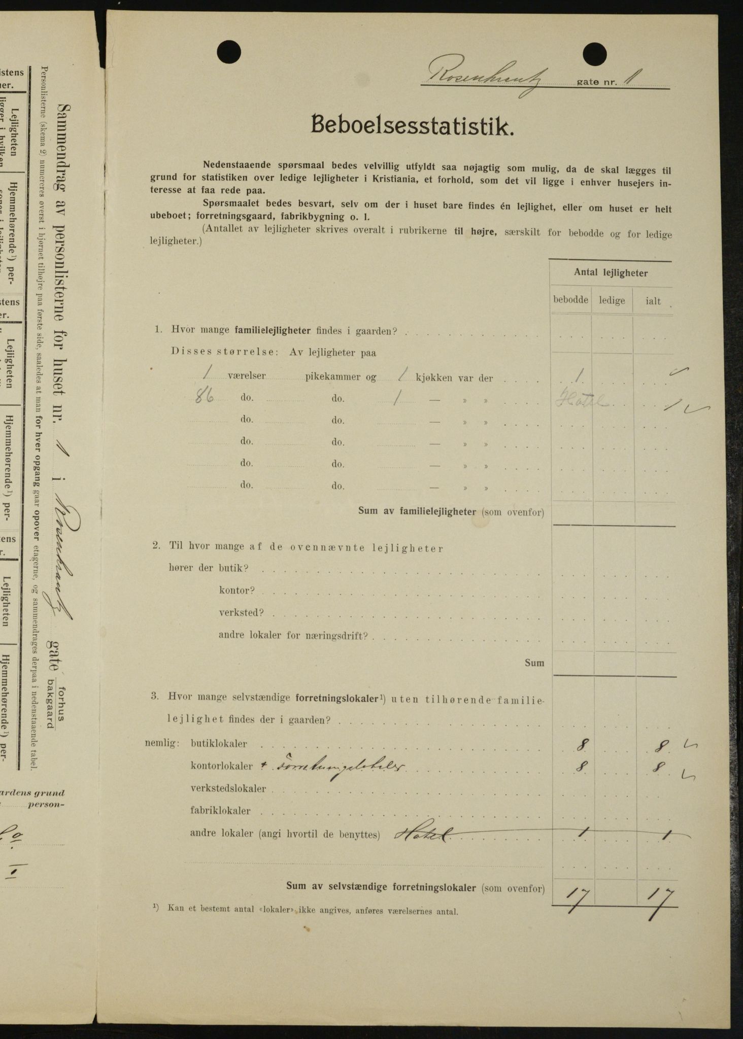 OBA, Kommunal folketelling 1.2.1909 for Kristiania kjøpstad, 1909, s. 75949