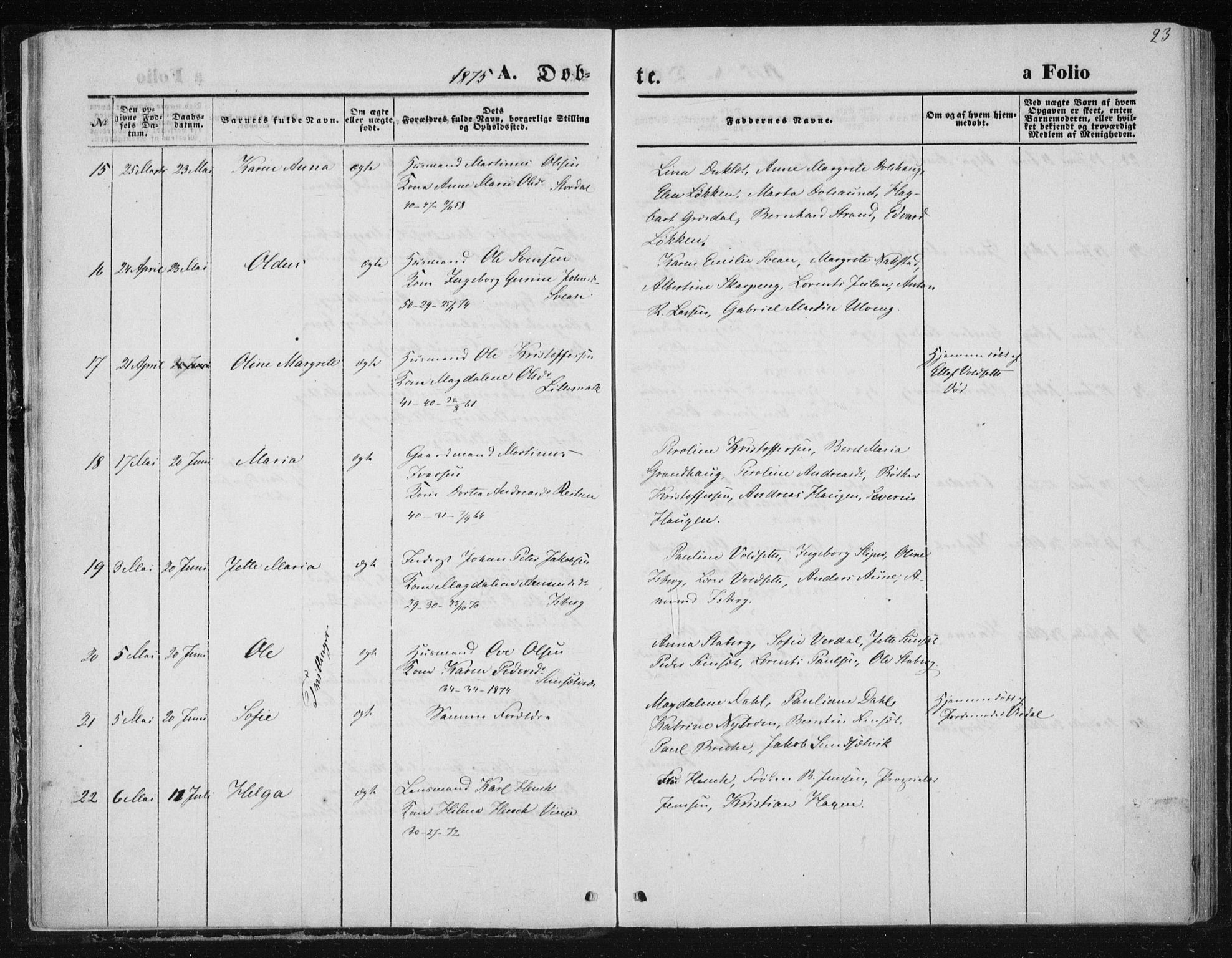 Ministerialprotokoller, klokkerbøker og fødselsregistre - Nord-Trøndelag, SAT/A-1458/733/L0324: Ministerialbok nr. 733A03, 1870-1883, s. 23