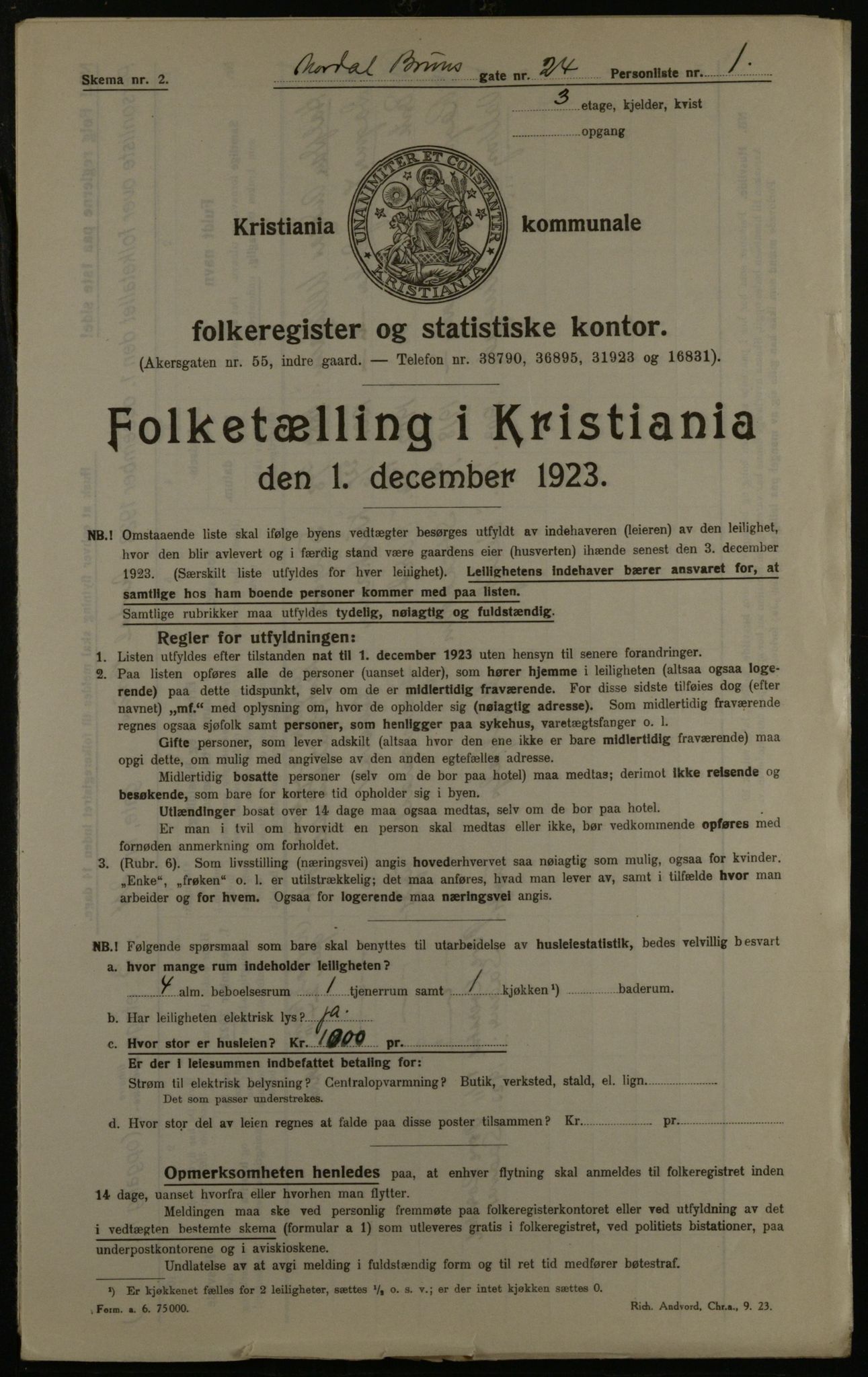 OBA, Kommunal folketelling 1.12.1923 for Kristiania, 1923, s. 79636