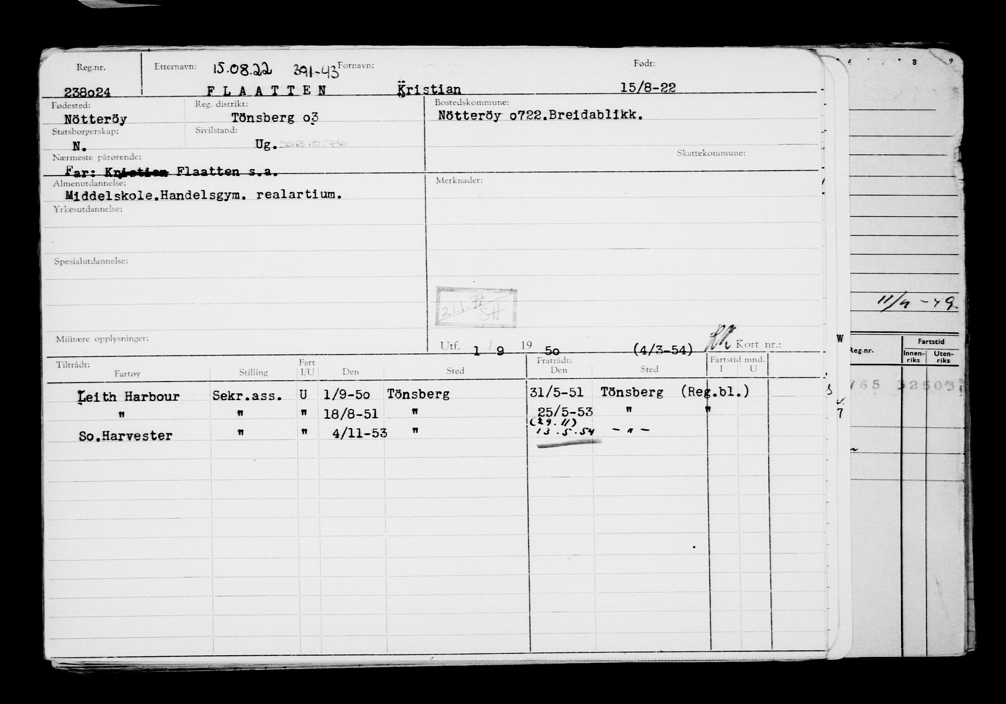 Direktoratet for sjømenn, RA/S-3545/G/Gb/L0209: Hovedkort, 1922, s. 583