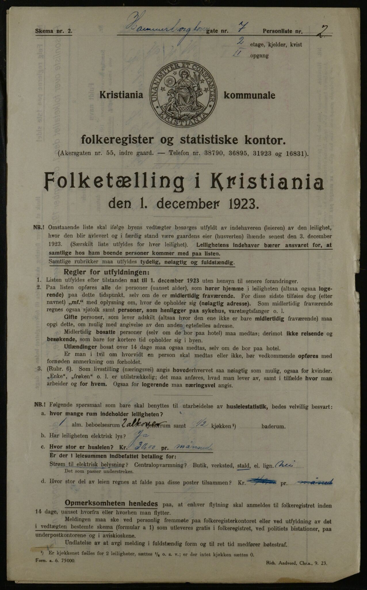 OBA, Kommunal folketelling 1.12.1923 for Kristiania, 1923, s. 38640