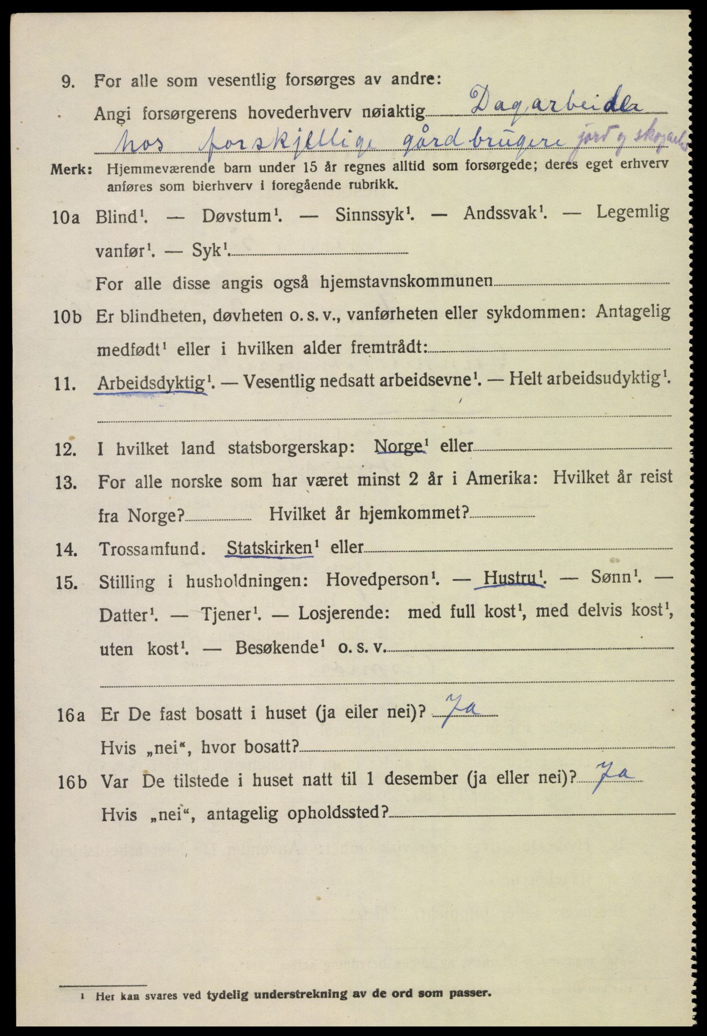 SAK, Folketelling 1920 for 0936 Hornnes herred, 1920, s. 1622